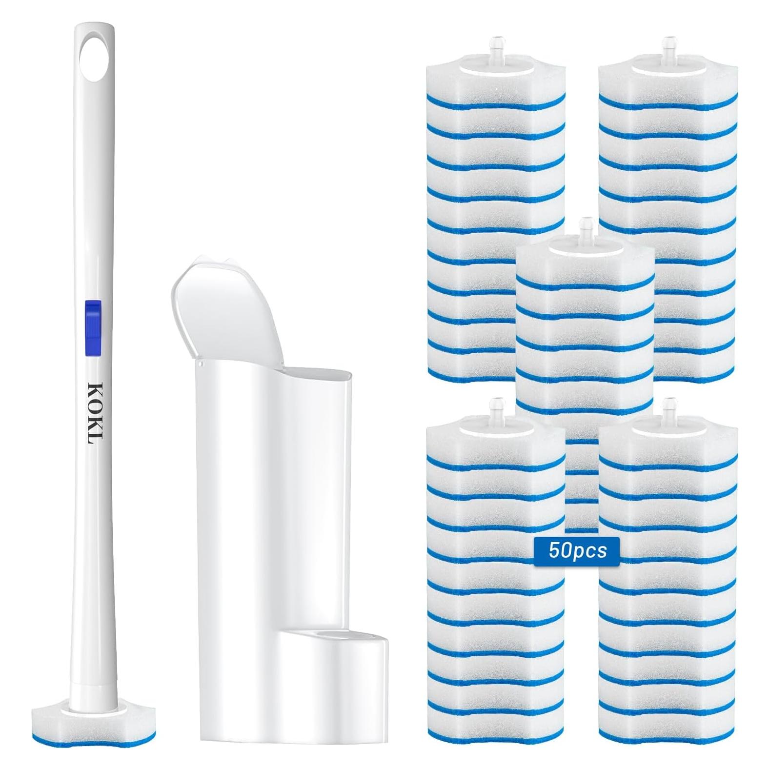 Cepillo de Inodoro Desechable KOKL con 50 Recargas y Caddy