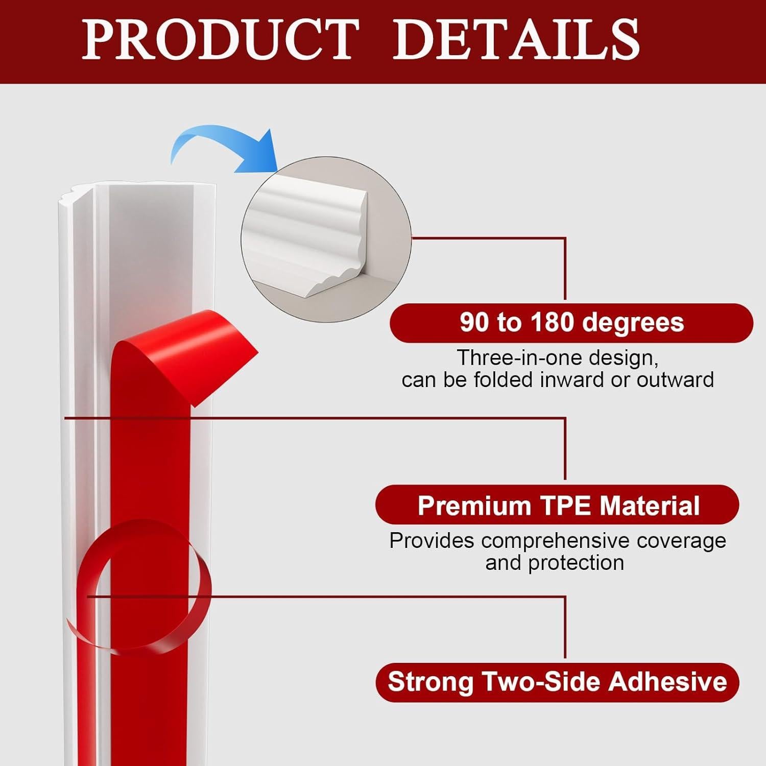 Protector de esquina Duzzy 3.2m autoadhesivo blanco TPE