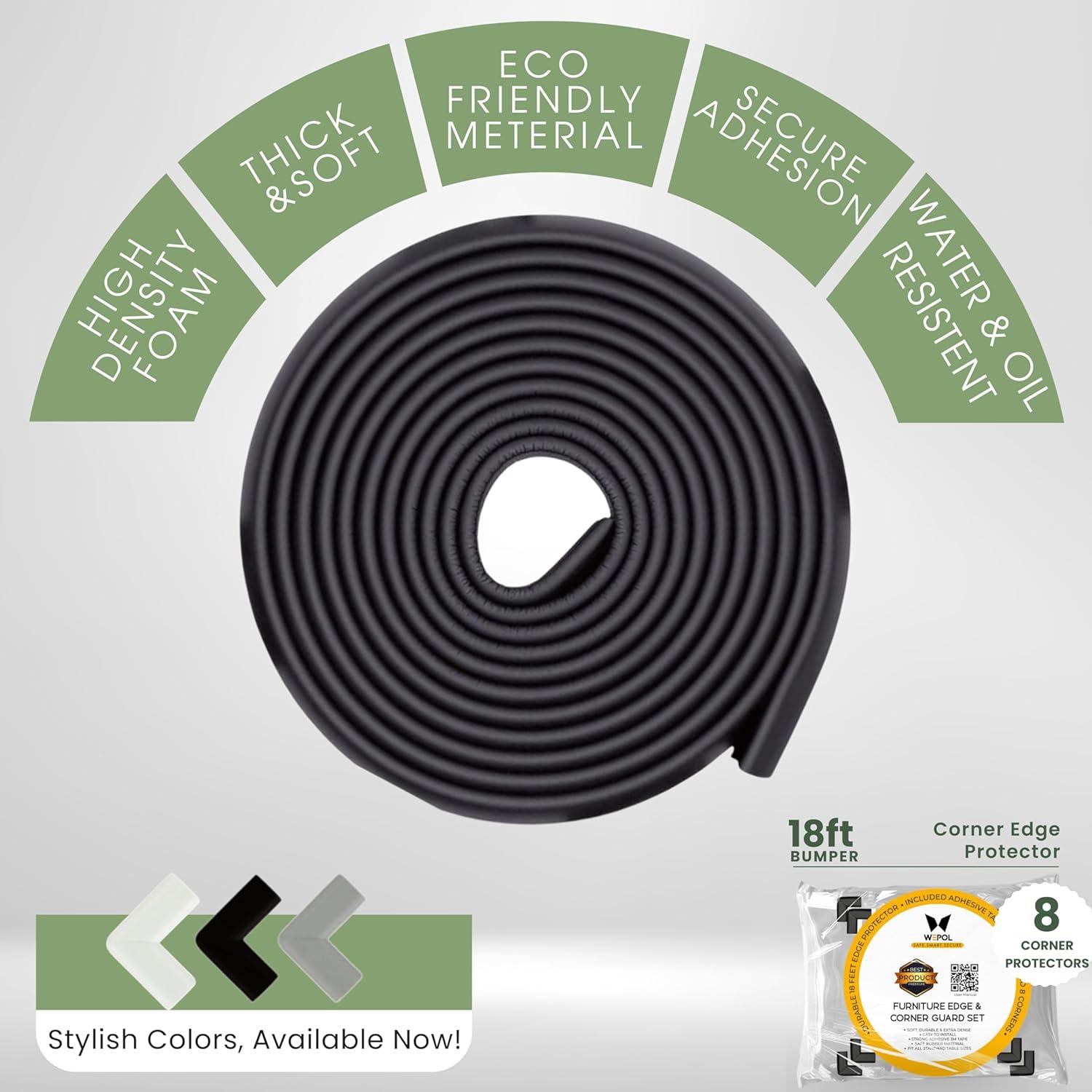 Protector de Bordes y Esquinas WEPOL para Bebés - 5.49m Negro