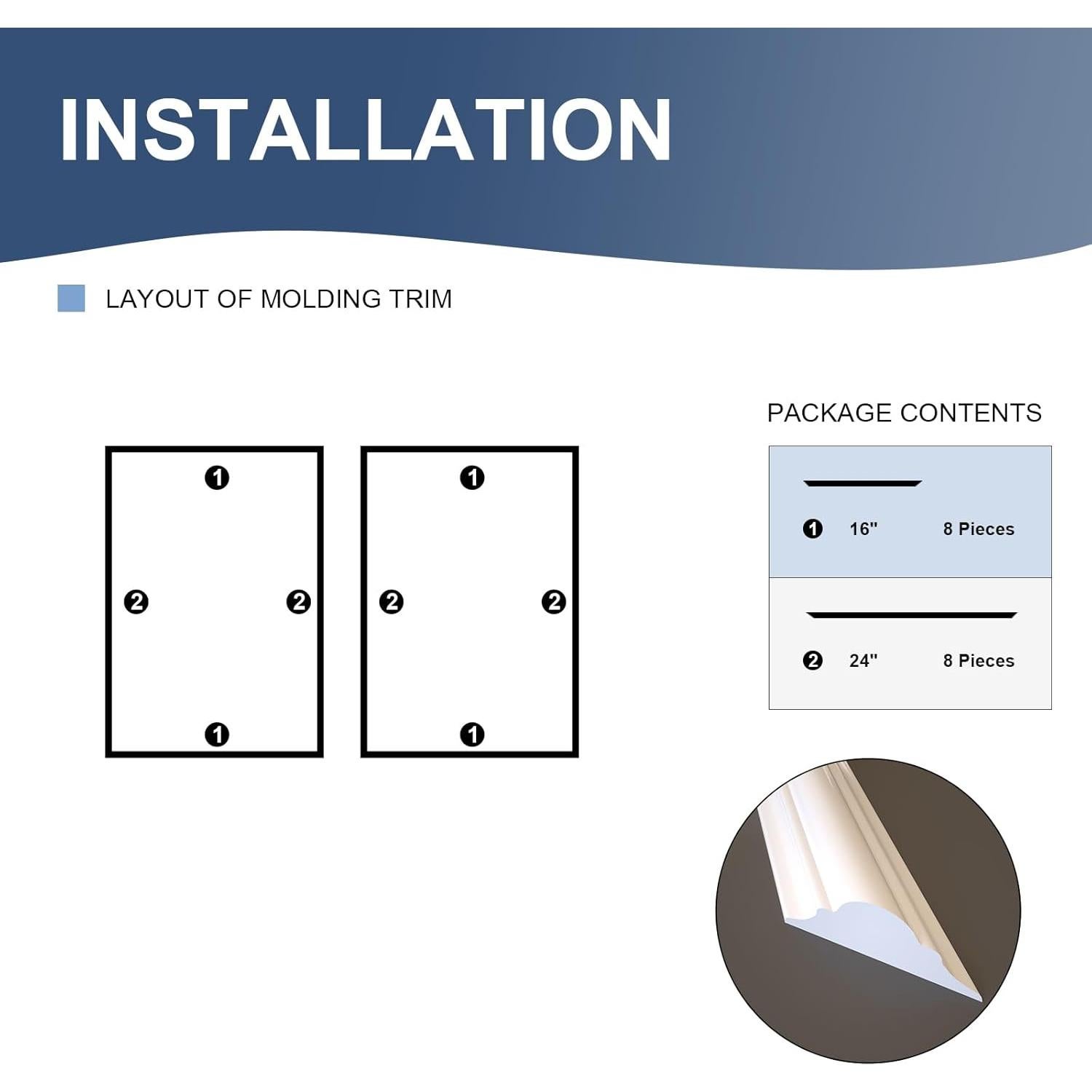 Kit de Moldura de Pared Autoadhesiva NeatiEase 40.64x60.96cm