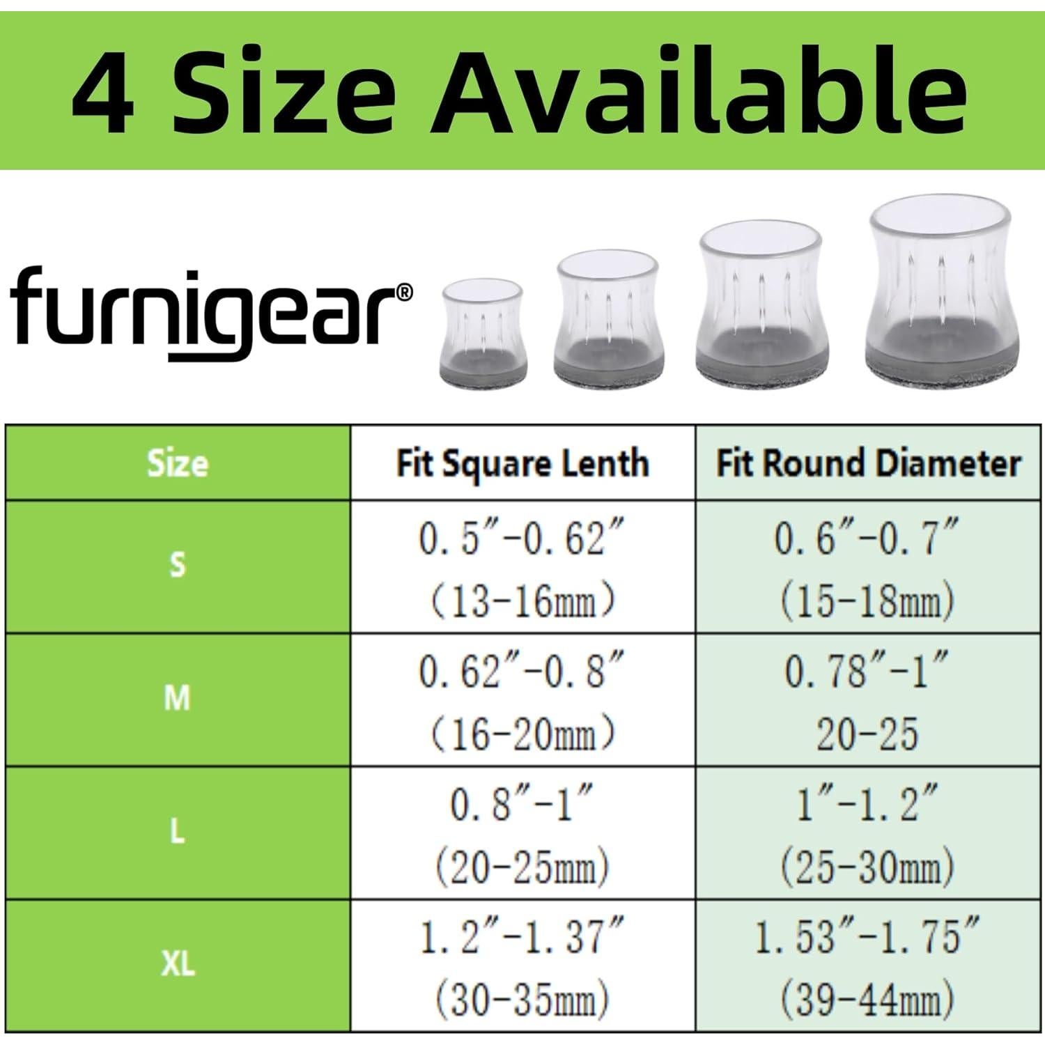 Protectores de Suelo para Patas de Sillas Furnigear 24 Unidades