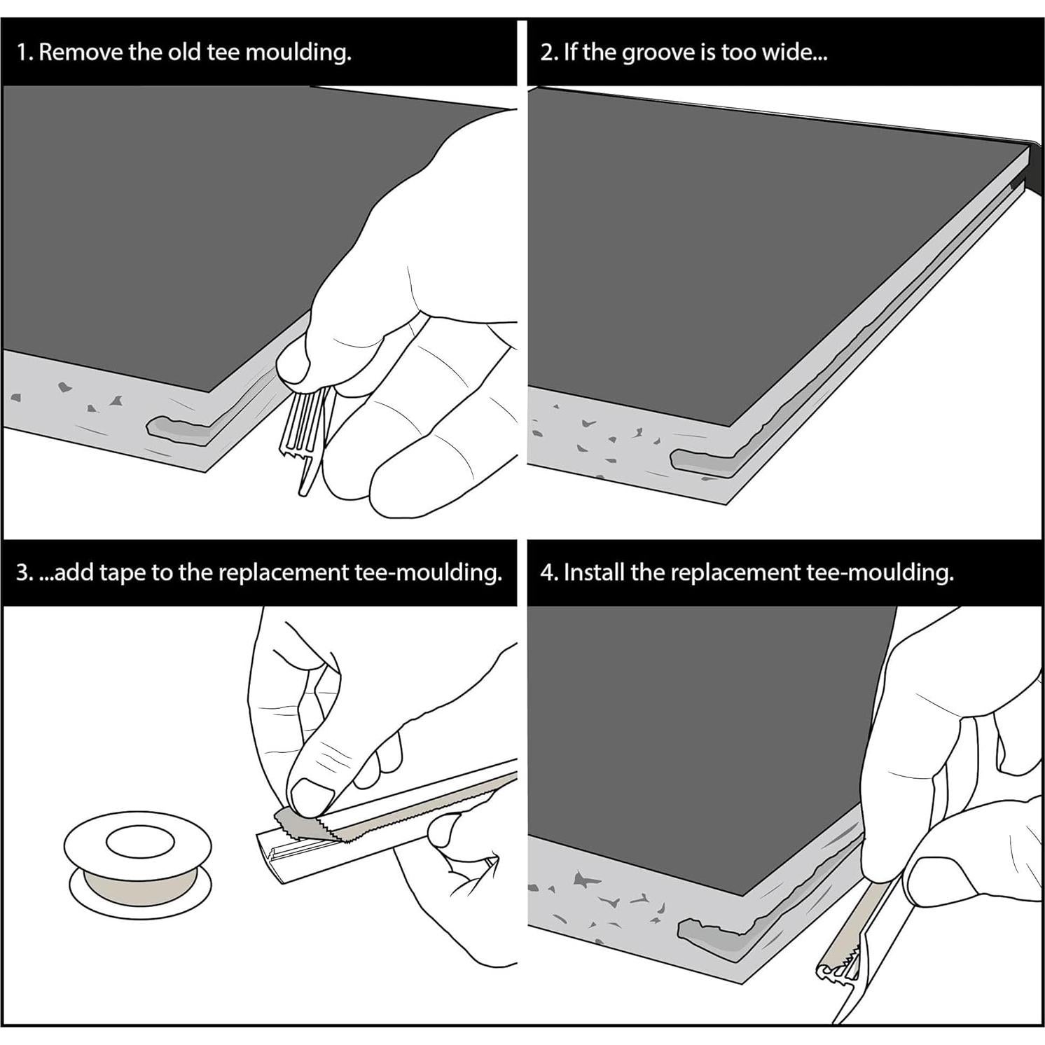 T Molding Negro 3.66m Outwater para Paneles 1.9cm Grosor