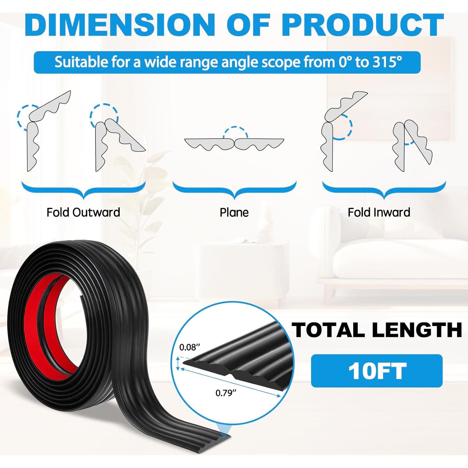 Protector de Esquinas de Pared Heonay 2 cm x 3 m Negro