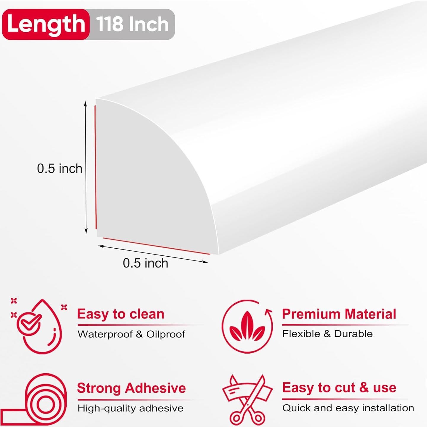 Moldura Flexible de Silicona Autoadhesiva Zehiels 300 cm Blanca