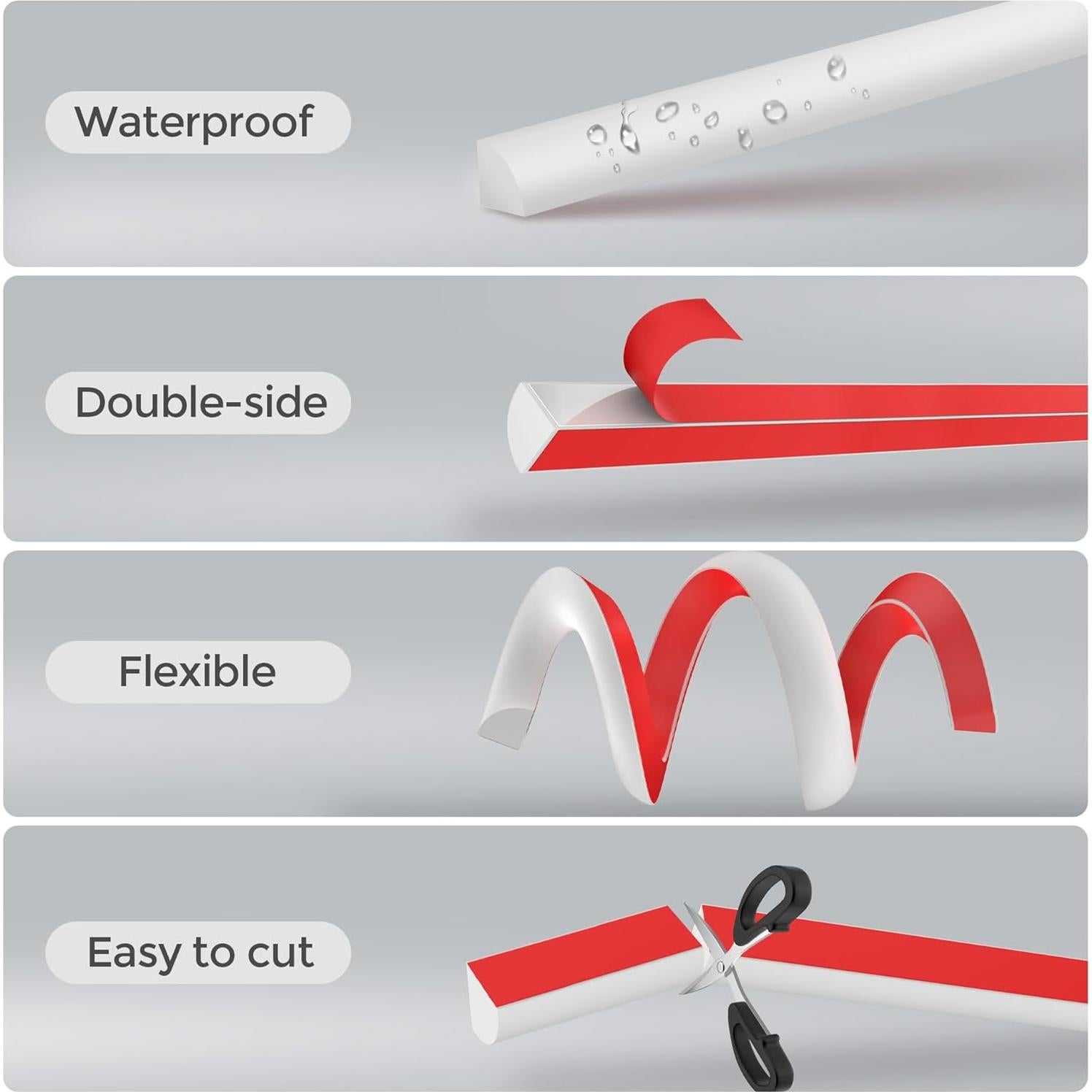 Moldura Flexible de Silicona Autoadhesiva Zehiels 300 cm Blanca