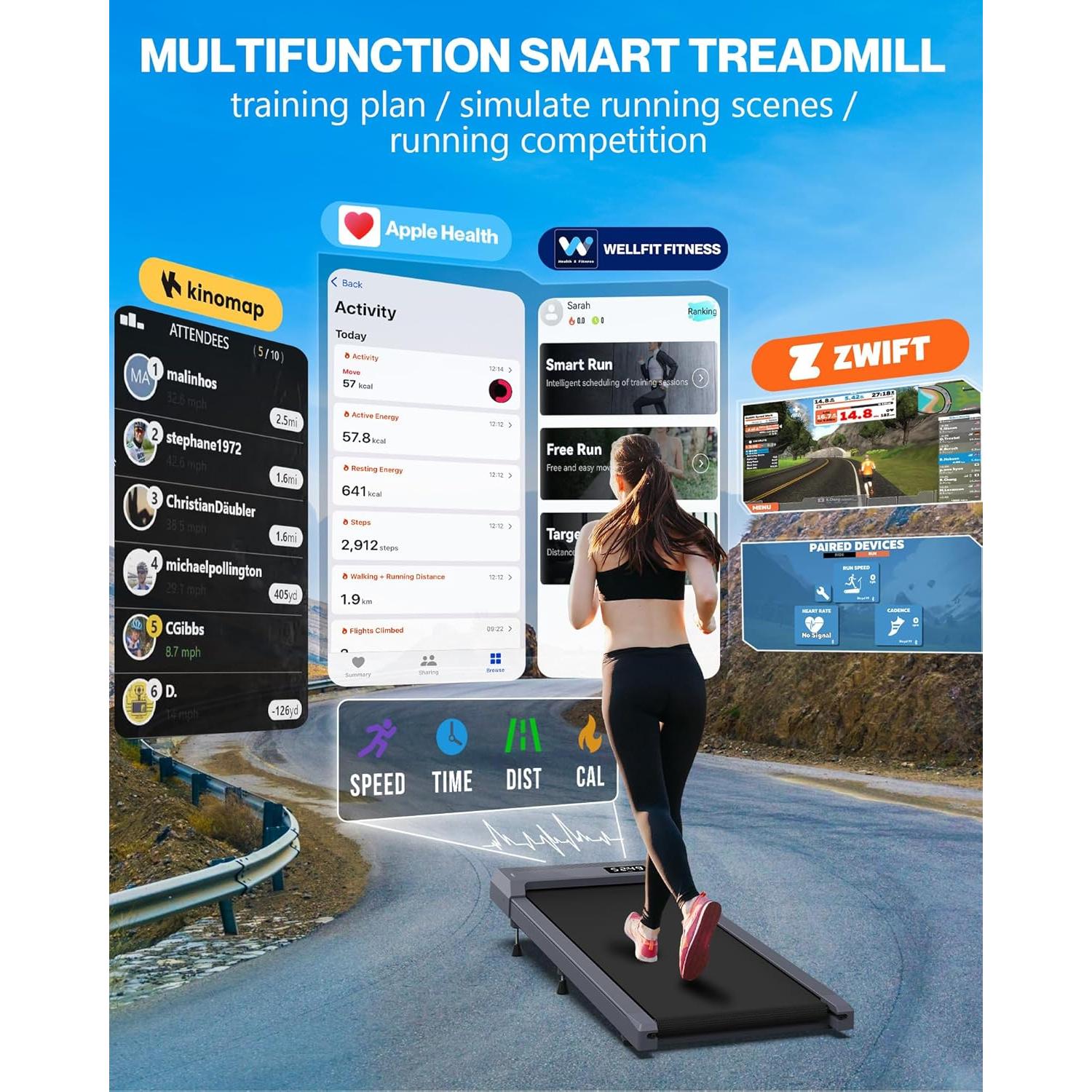 Cinta de Correr WELLFIT W01-GY Plegable 2.5HP 120kg Inclinación 10%