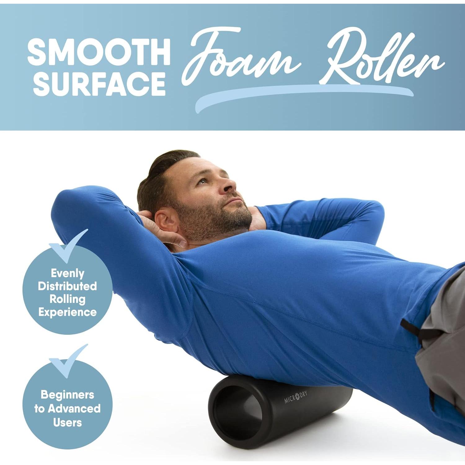 Rodillo de Espuma MICRODRY para Alivio Muscular 33x13.5cm Negro