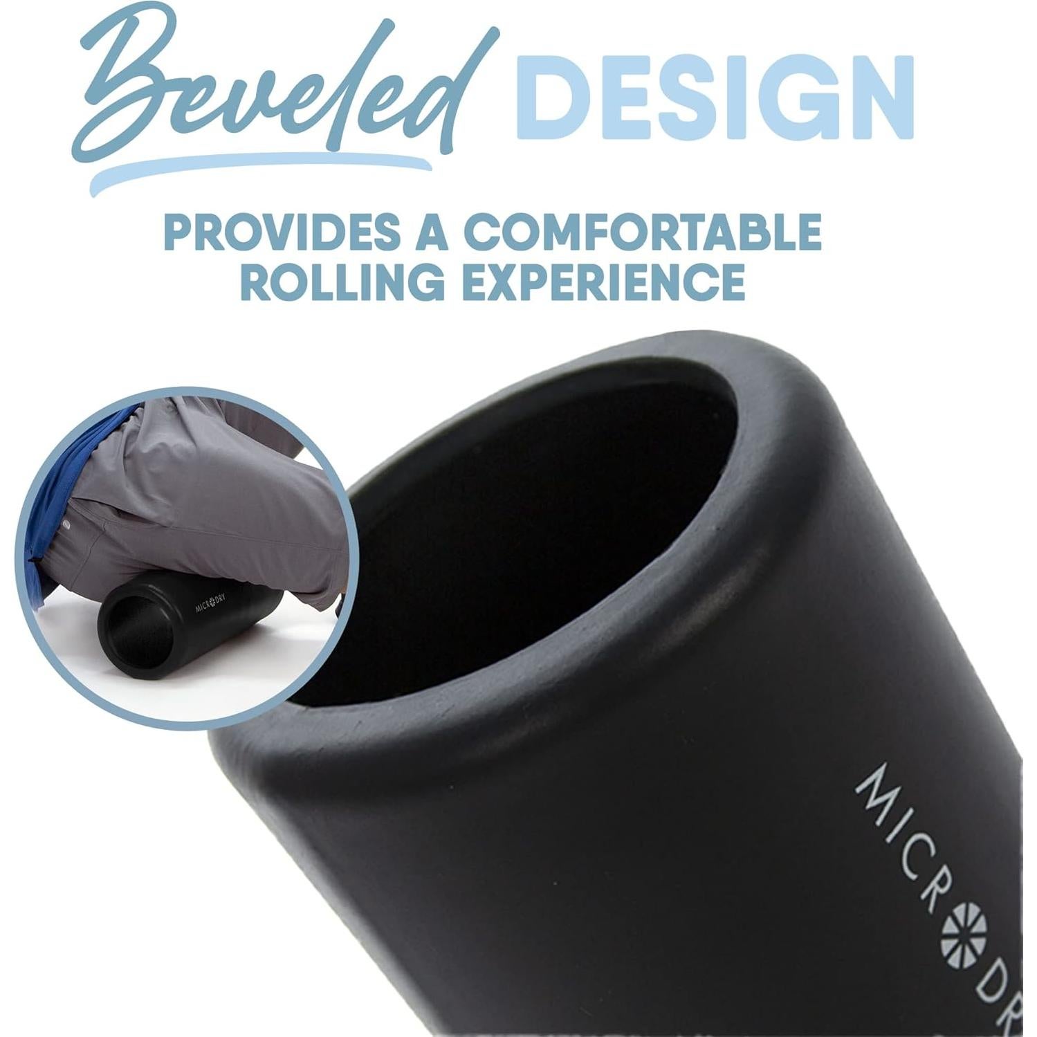 Rodillo de Espuma MICRODRY para Alivio Muscular 33x13.5cm Negro