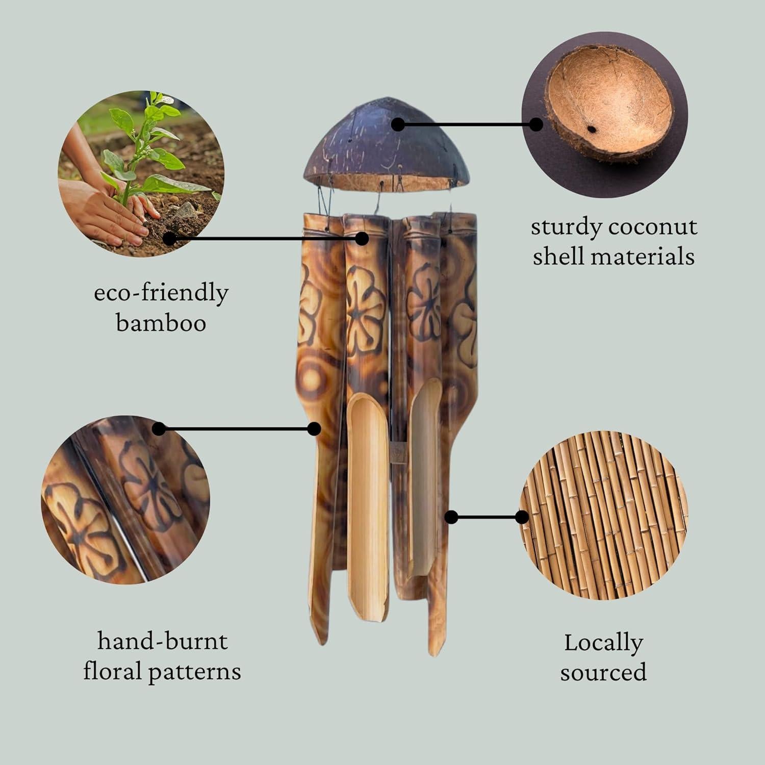 Campanas de Viento de Bambú Solange & Frances para Exterior