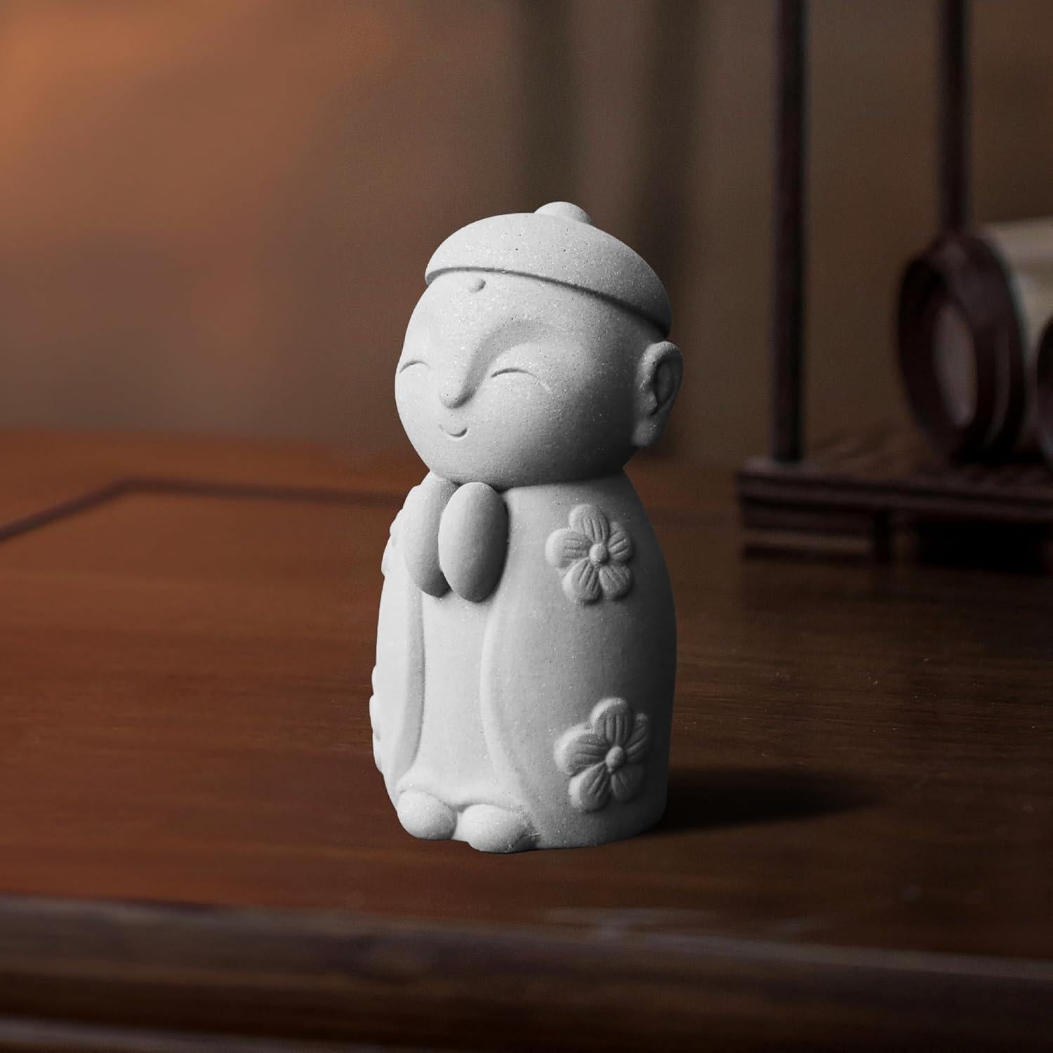Estatua de Buda Monje Zen FAJZATA - 8x3.5 cm, Arenisca