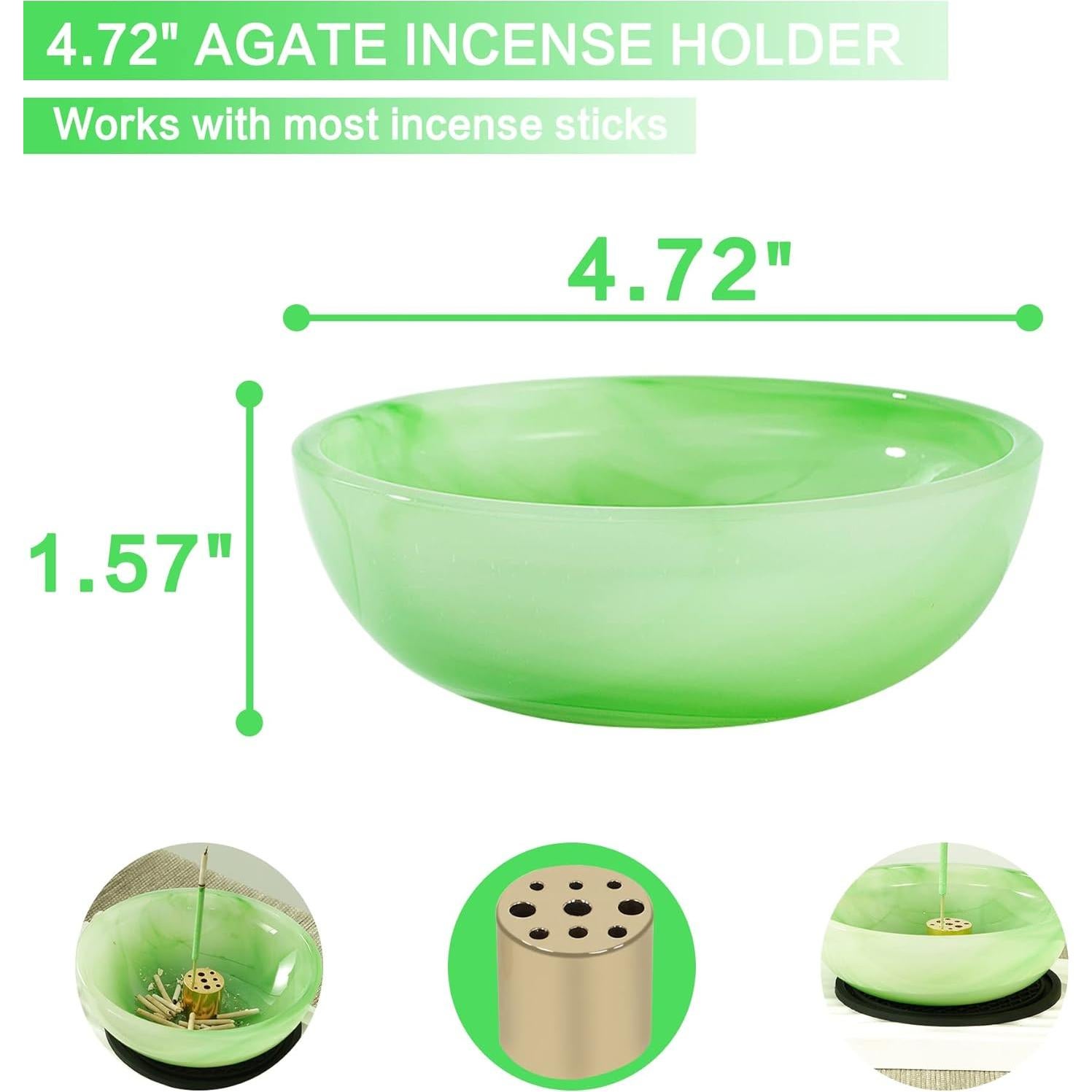 Soporte de Incienso Fasolahome Ágata Verde 12 cm 9 Agujeros