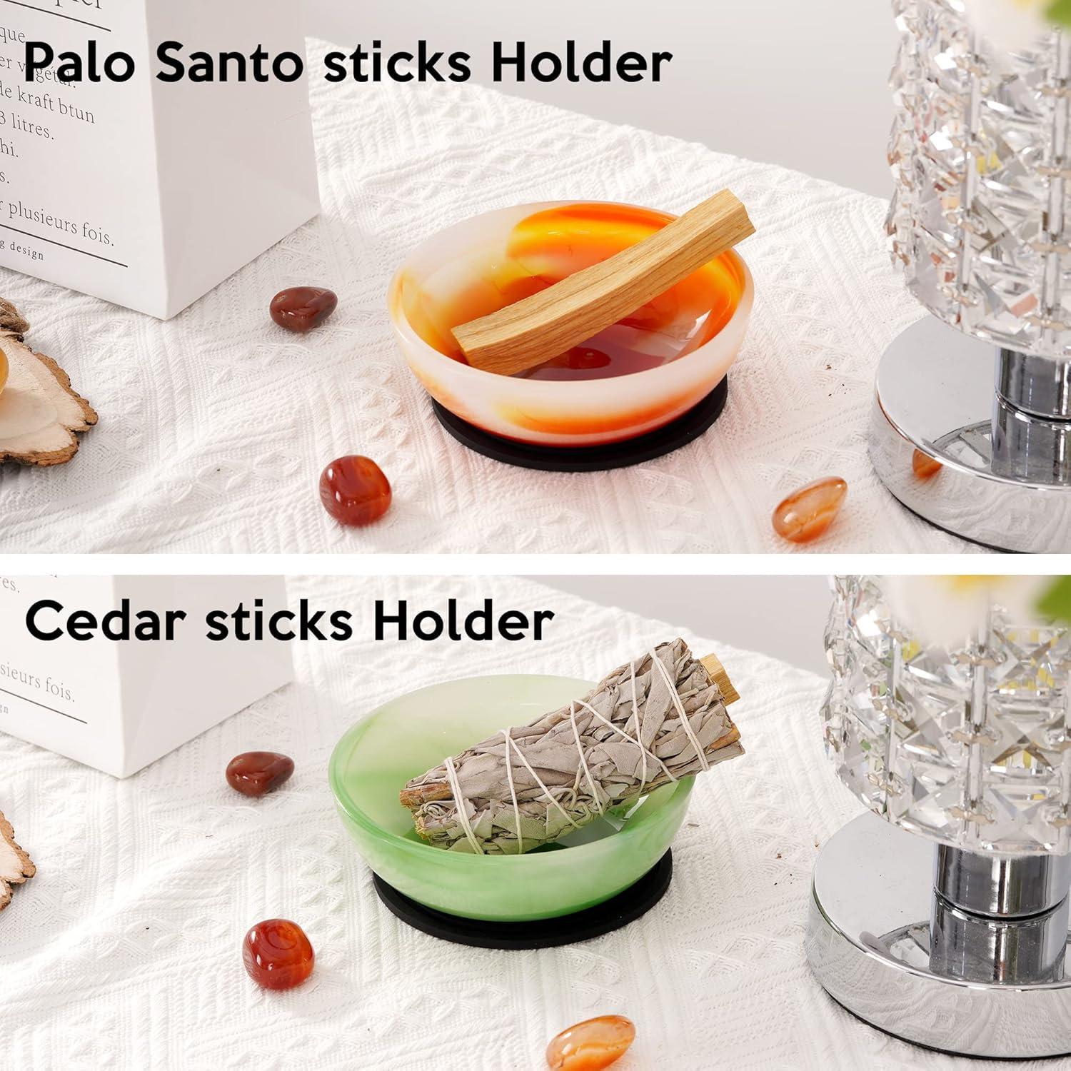 Soporte de Incienso Fasolahome Ágata Verde 12 cm 9 Agujeros