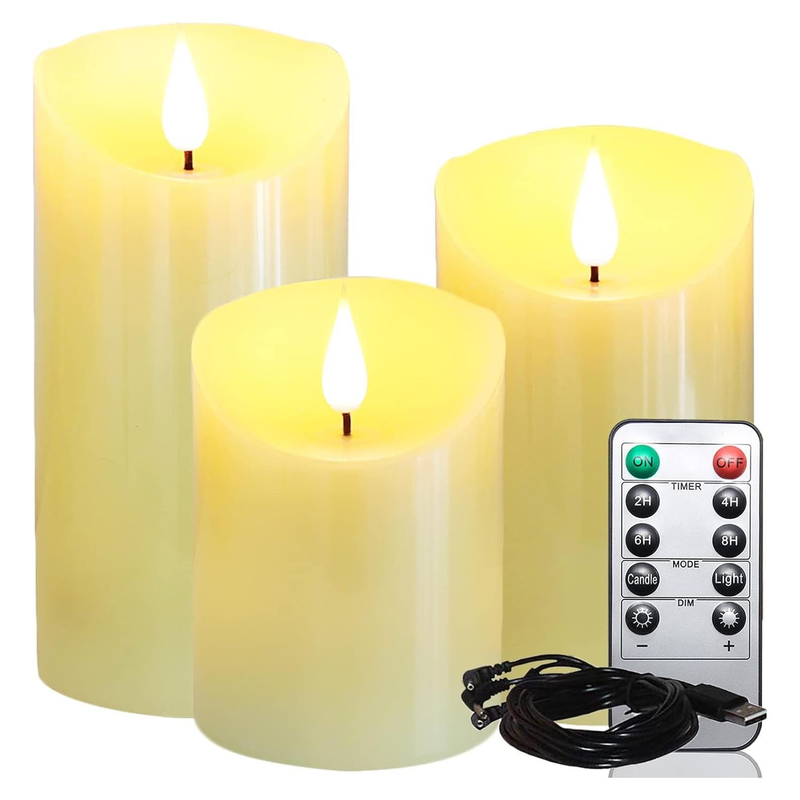 Velas LED Recargables Lezonic con Control Remoto - 3 Piezas