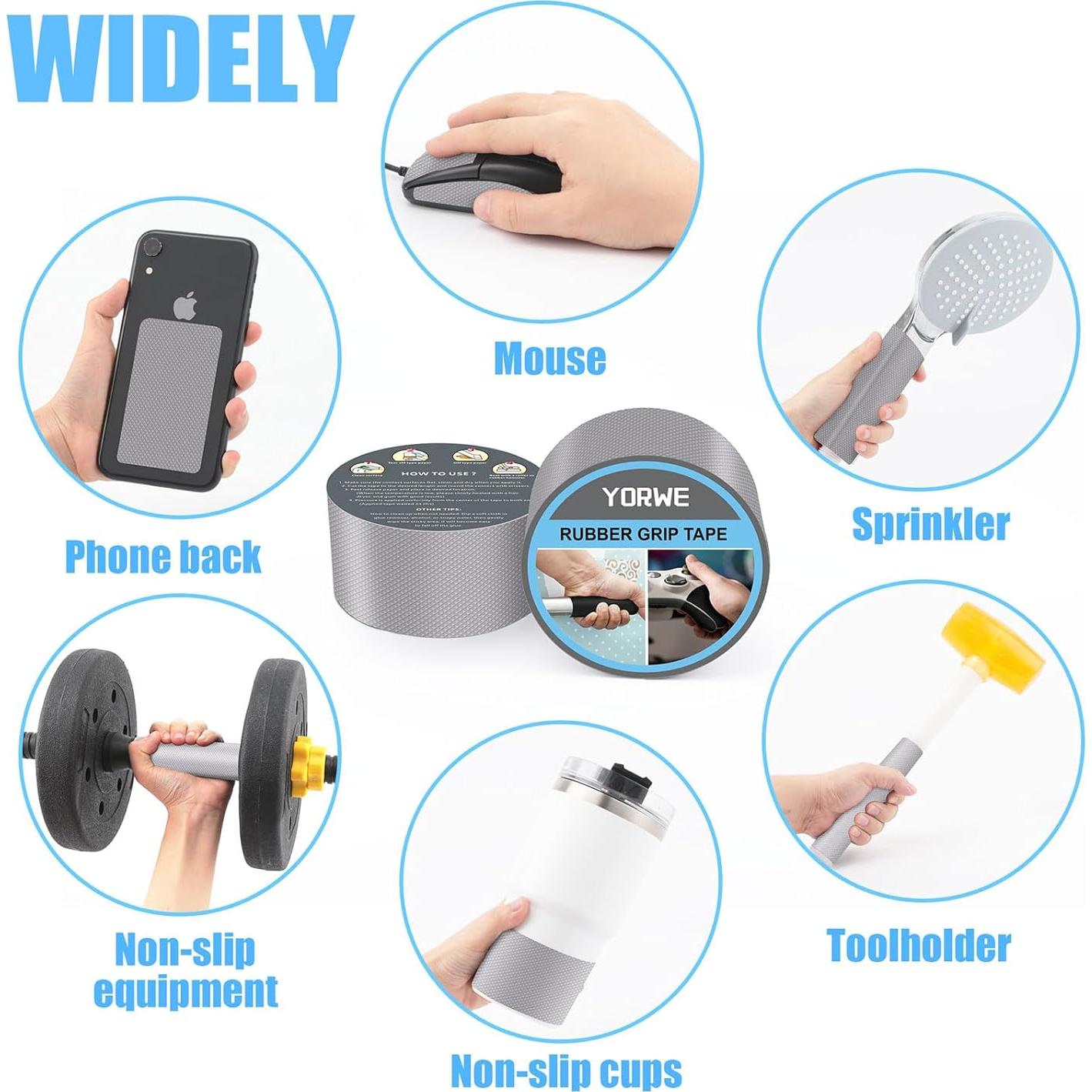 Cinta de Agarre de Goma Yorwe 2.5cm x 3m Antideslizante