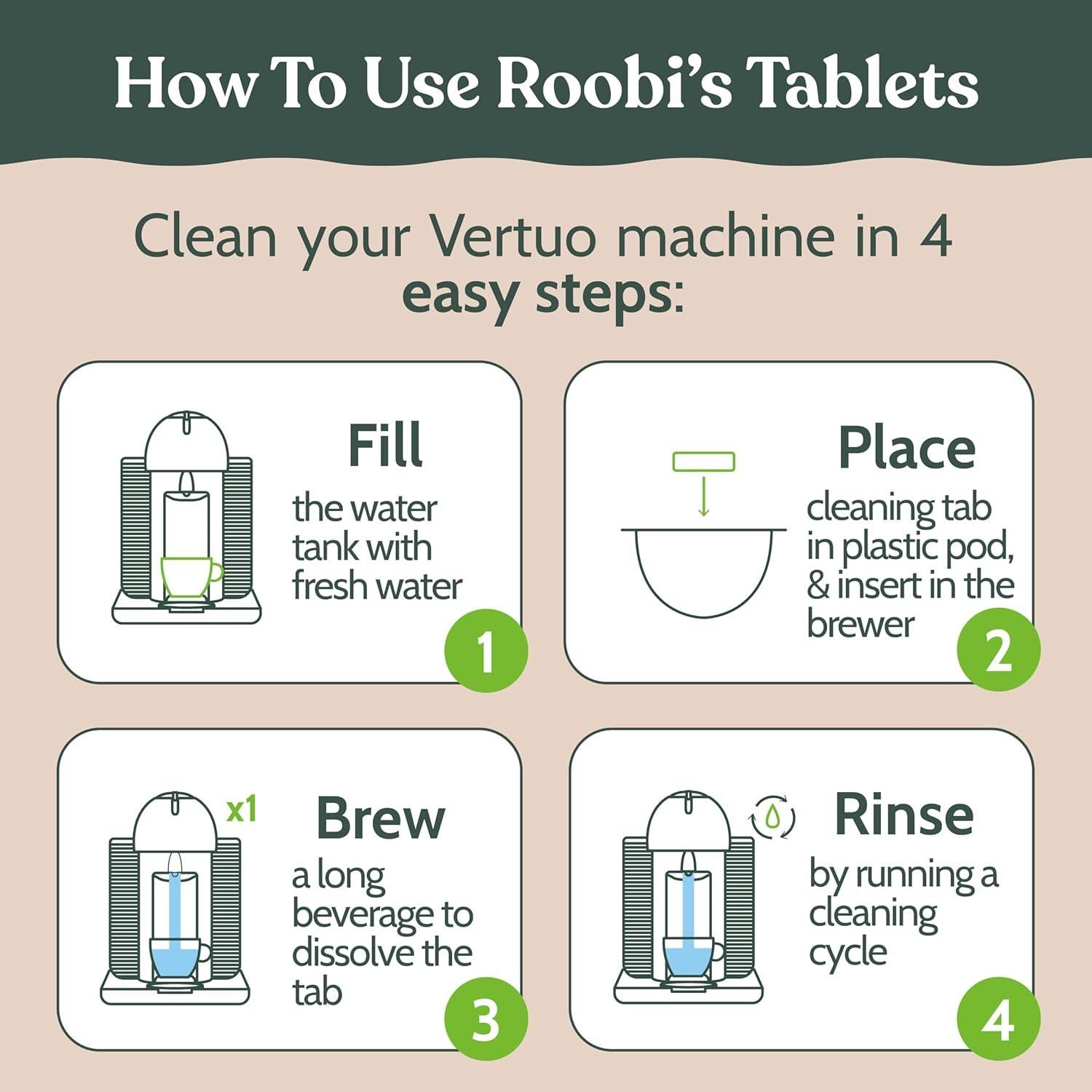 Kit de Limpieza Roobi para Nespresso Vertuoline - 12 Tabletas y Vaso