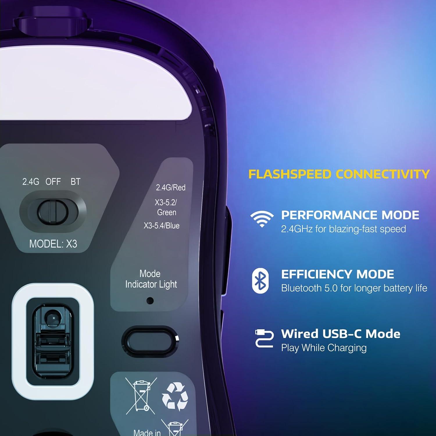 Ratón Gaming Inalámbrico MANBASNAKE Attack Shark X3 49g