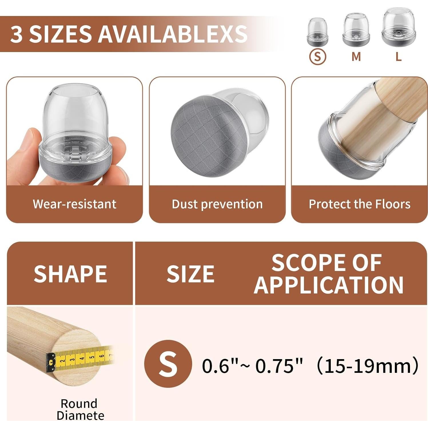 Ezprotekt 24 Tapas de Silicona para Patas de Silla 15-19mm