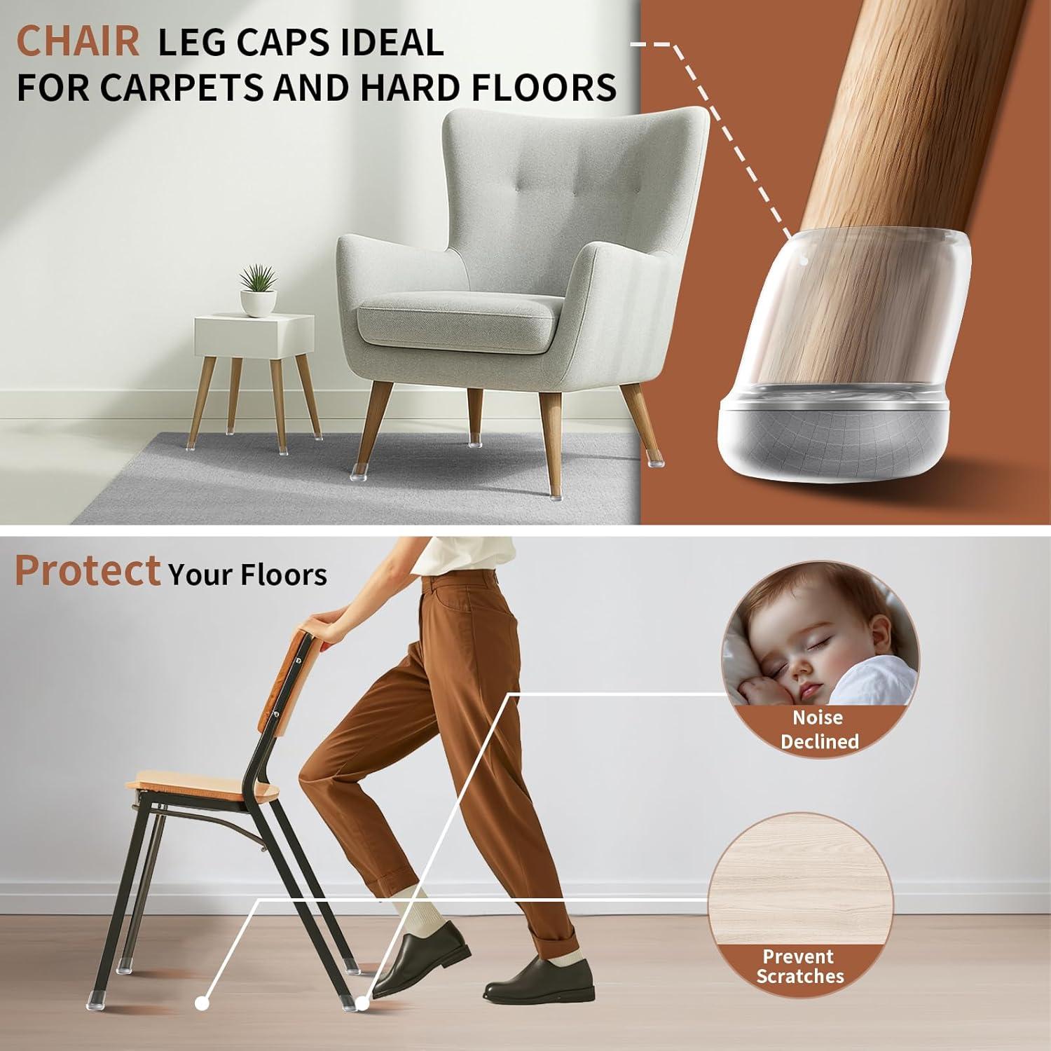 Ezprotekt 24 Tapas de Silicona para Patas de Silla 15-19mm