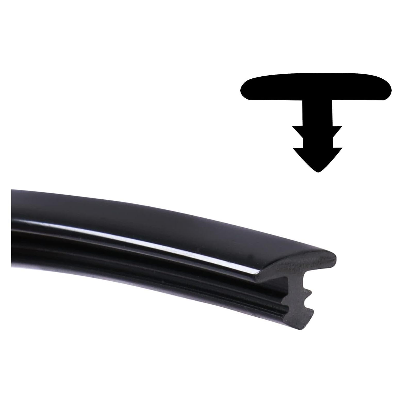 Moldura T Flexible SBWLKJ 5/16" (8mm) 18 Pies Negra PVC