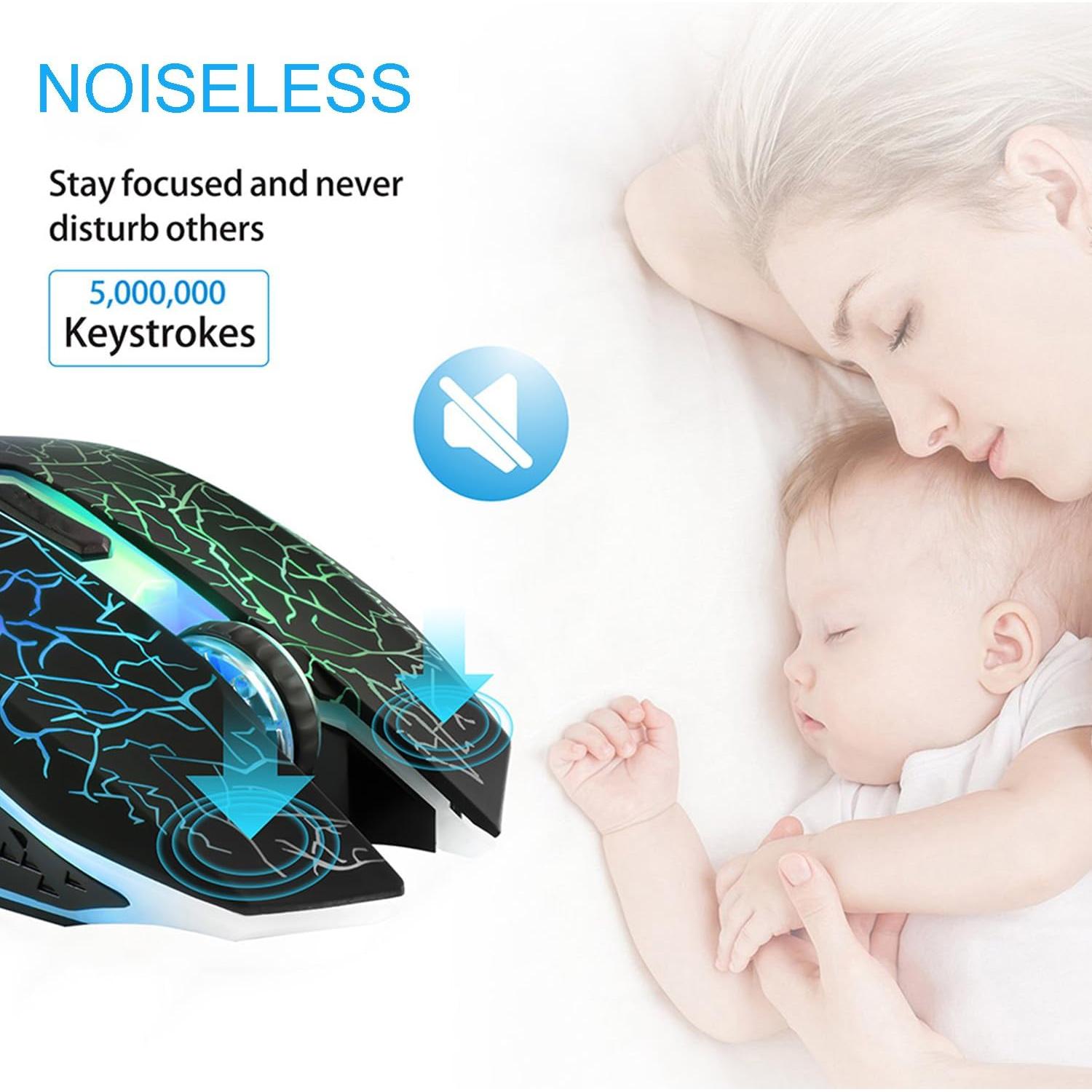 TENMOS M2 Ratón Gaming Inalámbrico Recargable 7 Colores