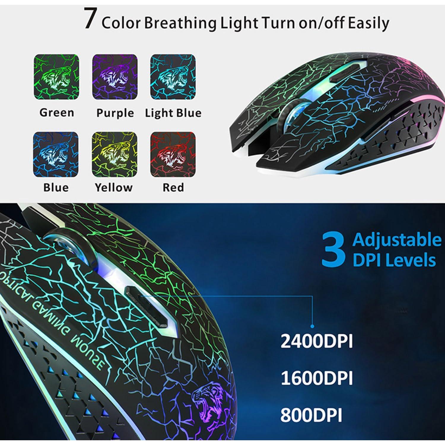 TENMOS M2 Ratón Gaming Inalámbrico Recargable 7 Colores