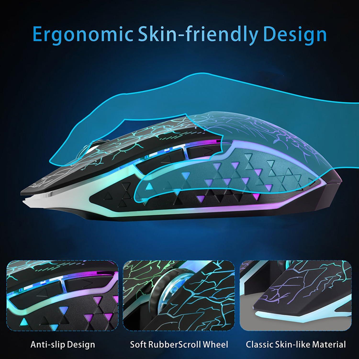 TENMOS M2 Ratón Gaming Inalámbrico Recargable 7 Colores