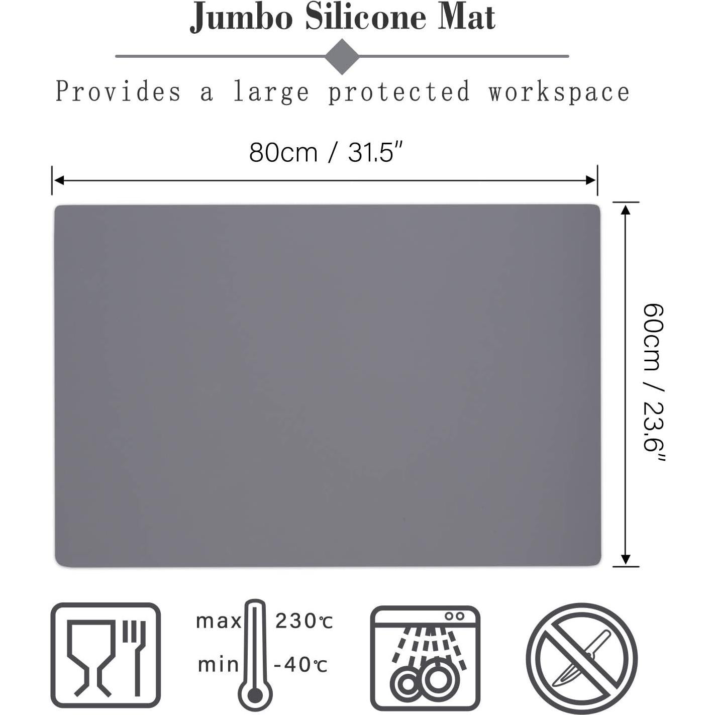 Alfombrilla de Silicona Gartful 80x60cm Gris Oscuro Antiadherente