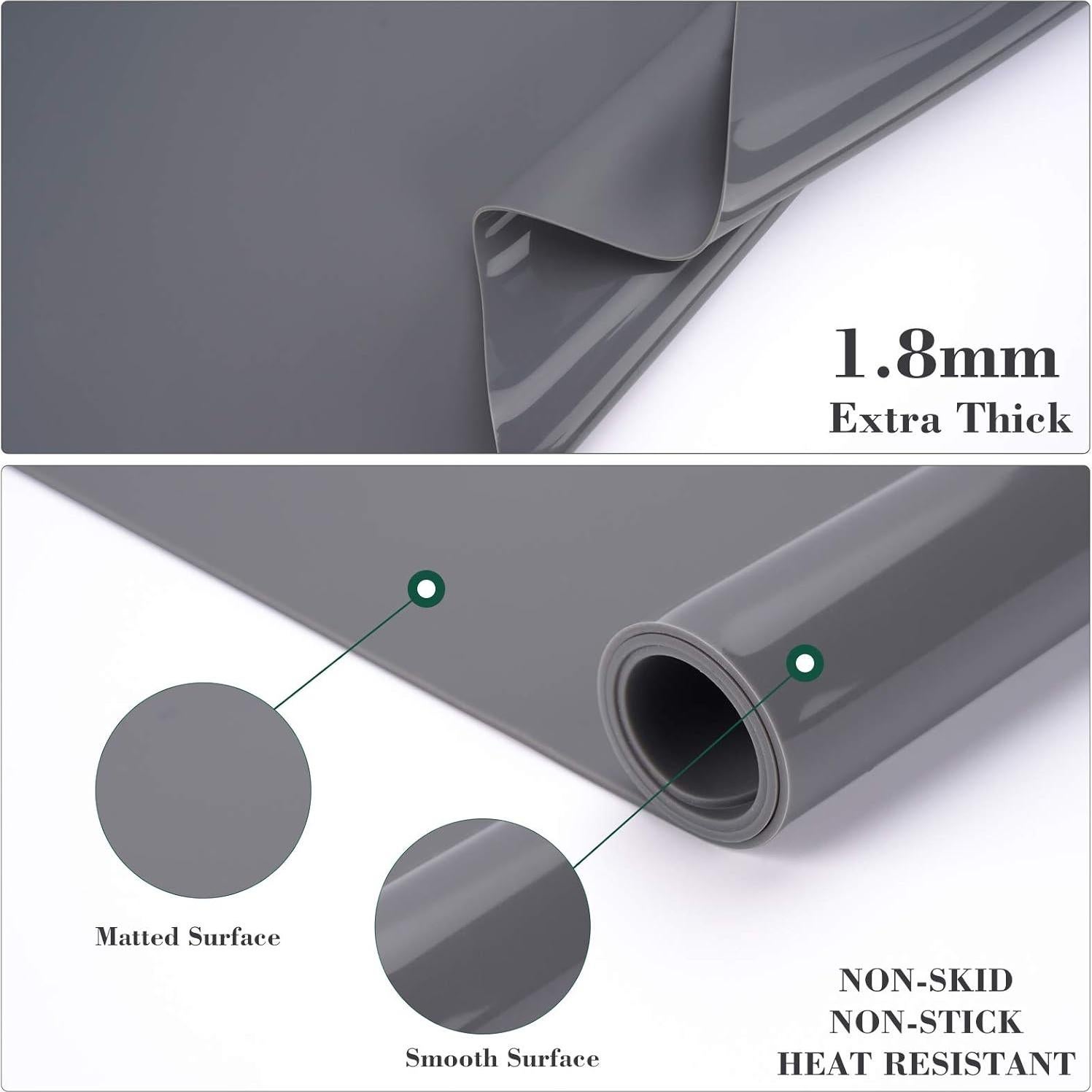 Alfombrilla de Silicona Gartful 80x60cm Gris Oscuro Antiadherente