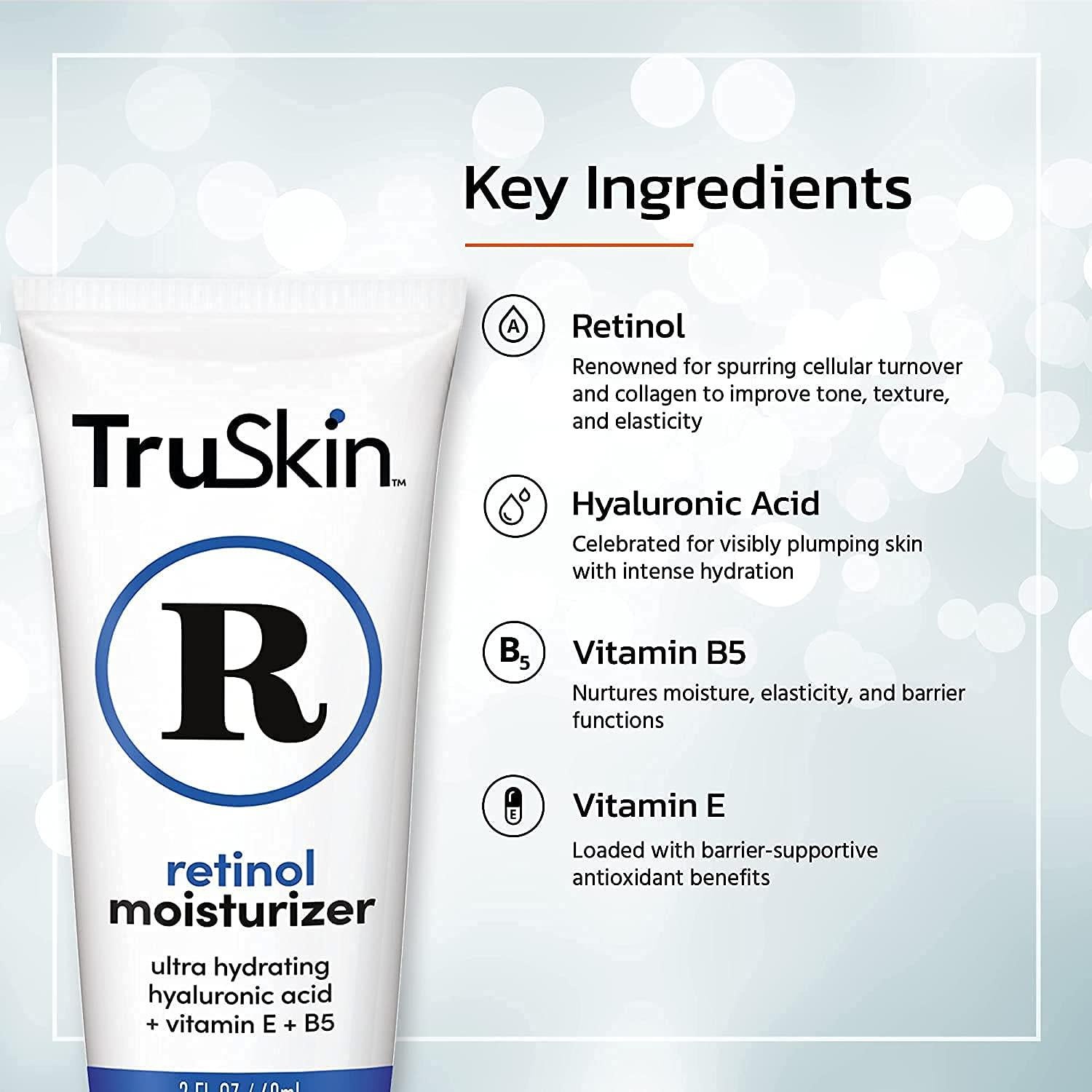 Hidratante Facial TruSkin 118ml con Retinol y Ácido Hialurónico