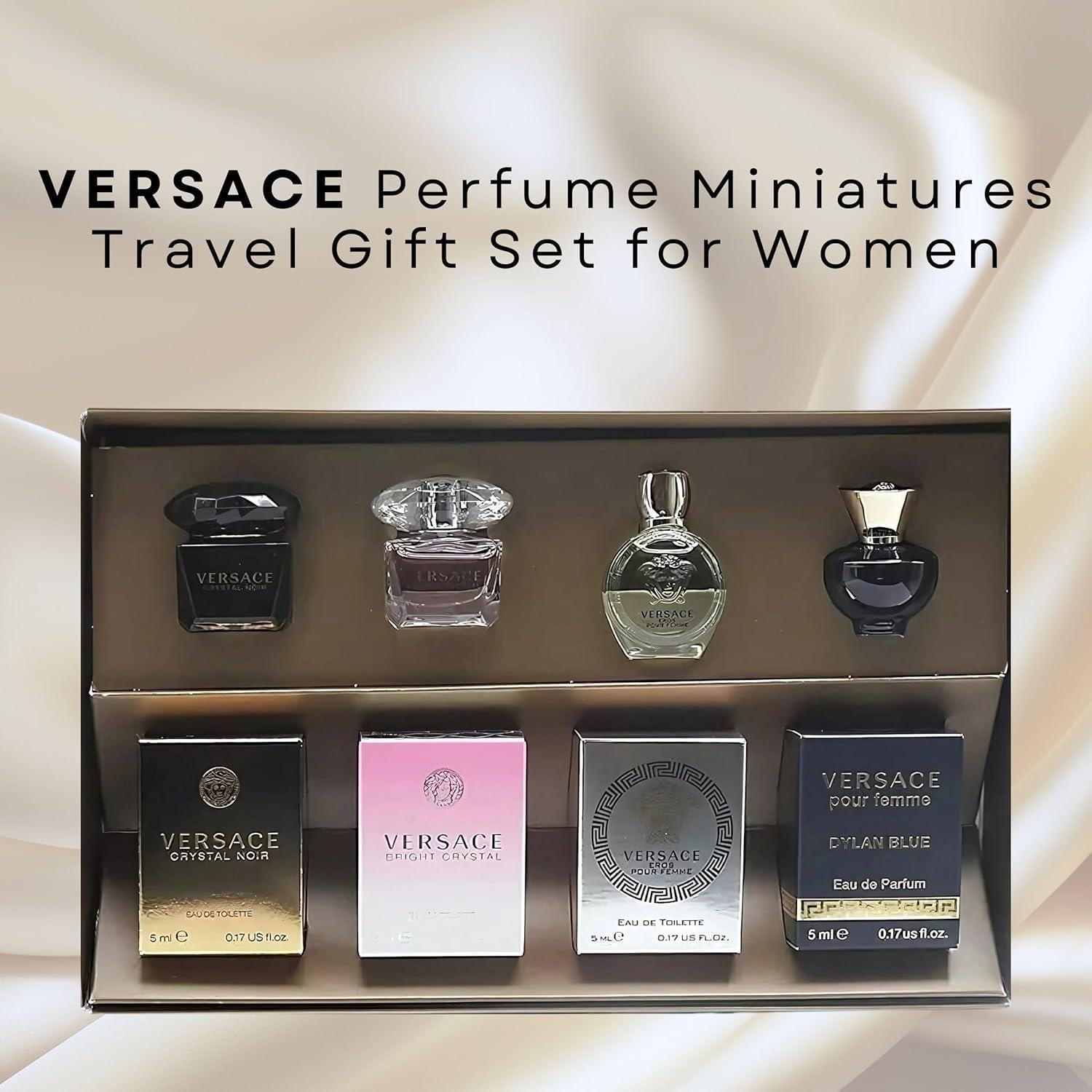 Set de Fragancias Versace 4 Piezas - Crystal Noir, Bright Crystal, Eros Pour Femme, Dylan Blue