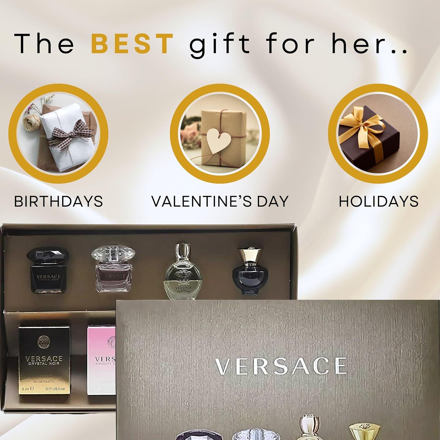 Set de Fragancias Versace 4 Piezas - Crystal Noir, Bright Crystal, Eros Pour Femme, Dylan Blue