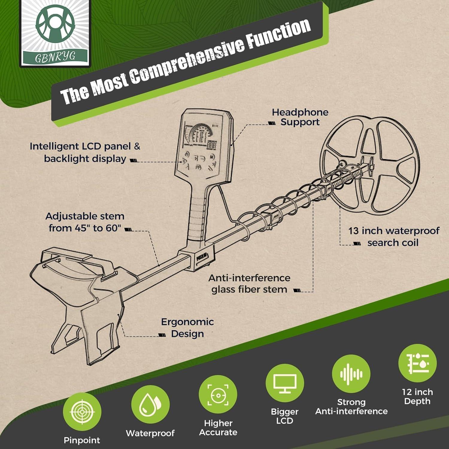 Detector de Metales Gbnryg T66 Profesional IP68 33 cm