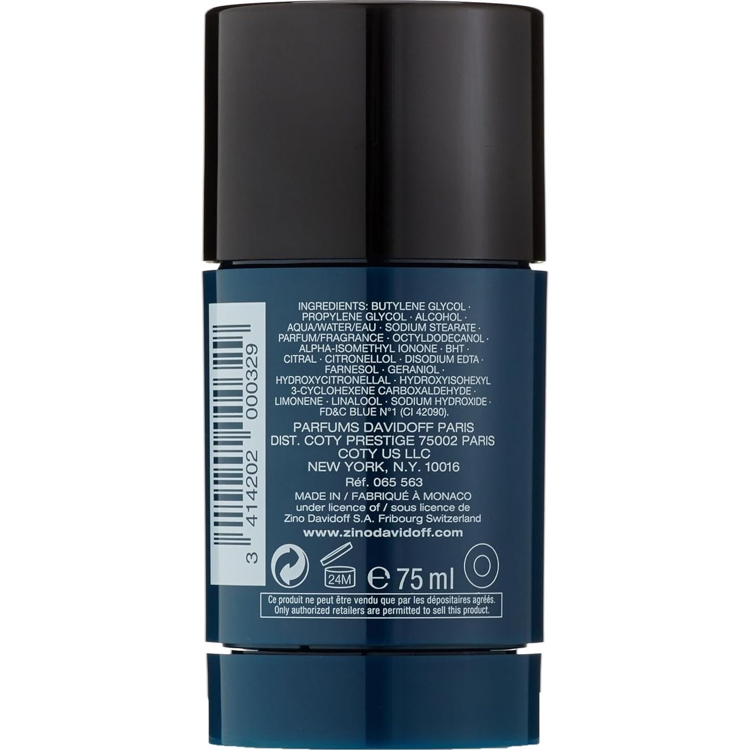 Desodorante en barra Davidoff Cool Water 74.9 ml para hombres