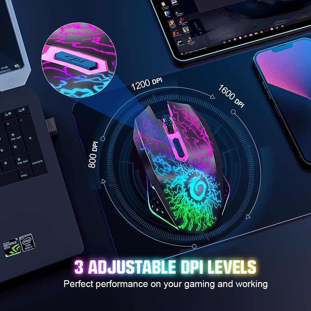 Ratón Inalámbrico VersionTECH. BX106 Recargable LED RGB