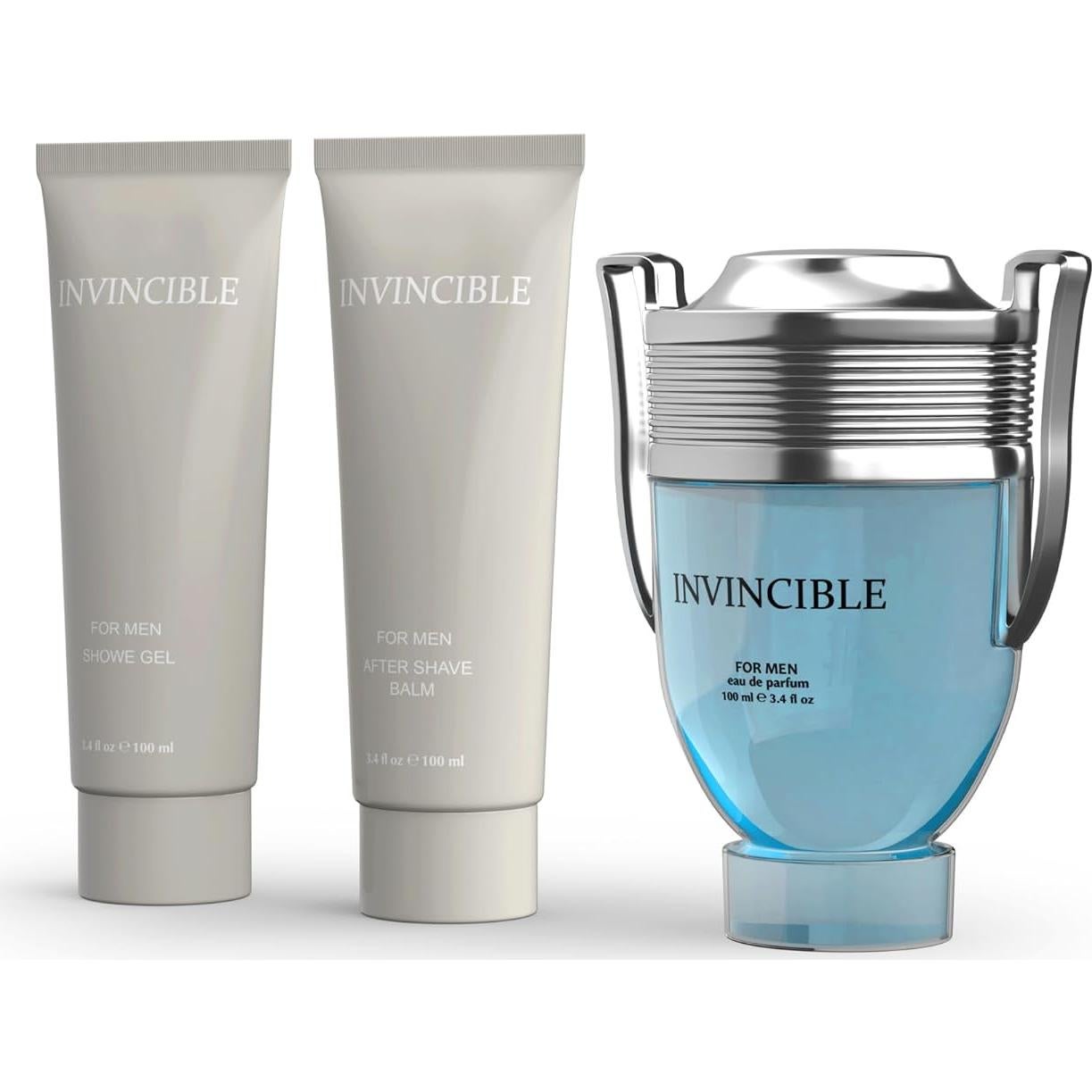 Conjunto de Regalo para Hombres Invincible - Perfume 100ml, Gel de Ducha 100ml, Balsamo After Shave 100ml