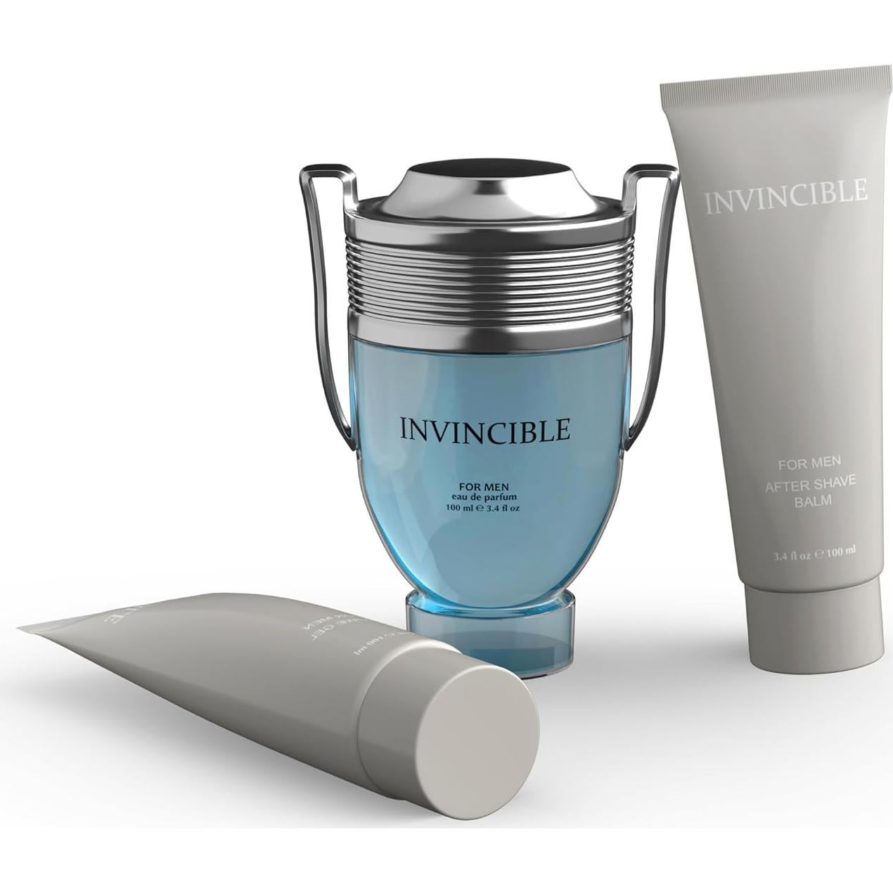 Conjunto de Regalo para Hombres Invincible - Perfume 100ml, Gel de Ducha 100ml, Balsamo After Shave 100ml