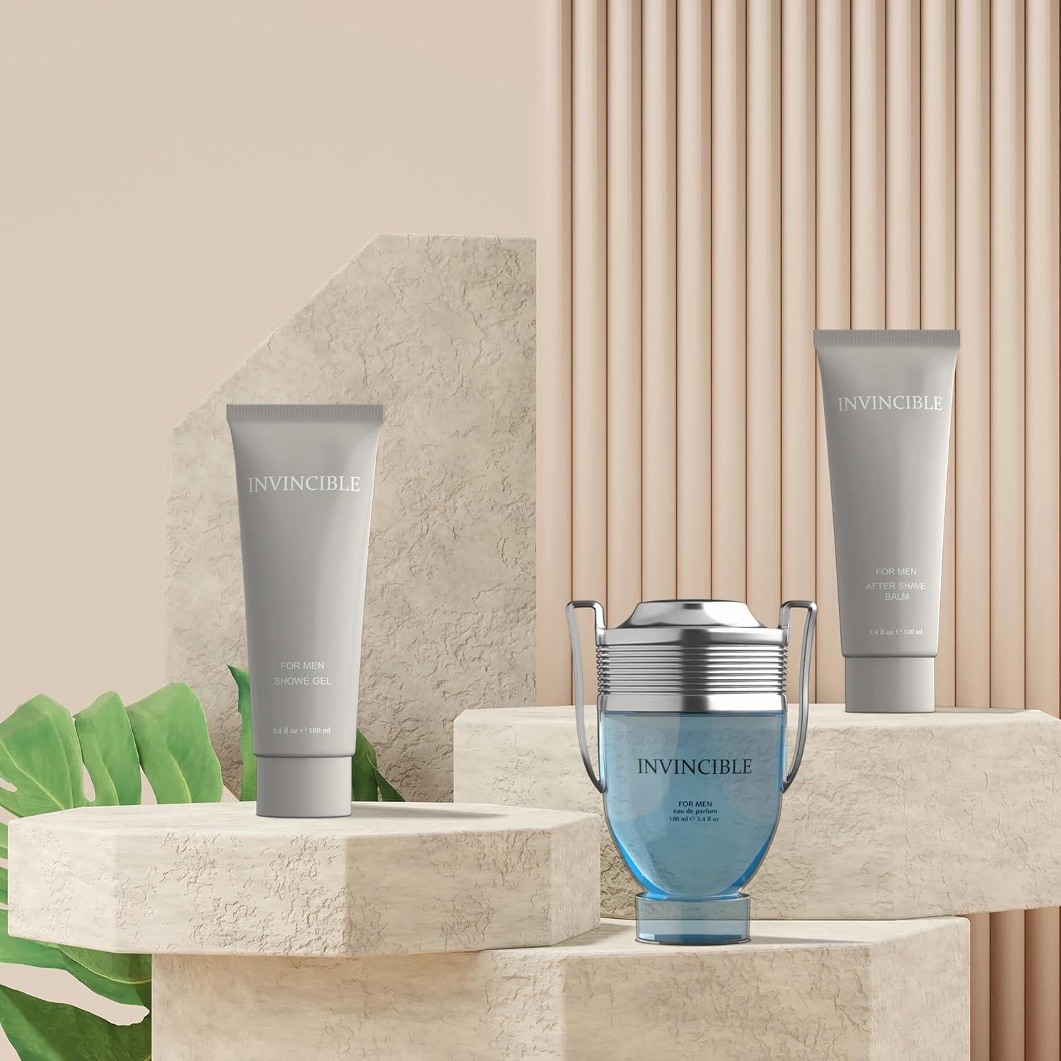 Conjunto de Regalo para Hombres Invincible - Perfume 100ml, Gel de Ducha 100ml, Balsamo After Shave 100ml