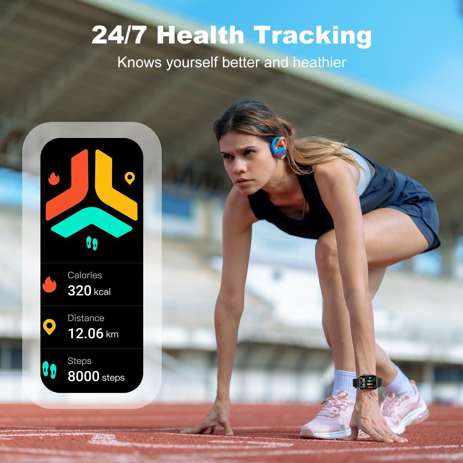 Reloj Inteligente LAMA V22 Negro con Monitoreo de Salud 24/7