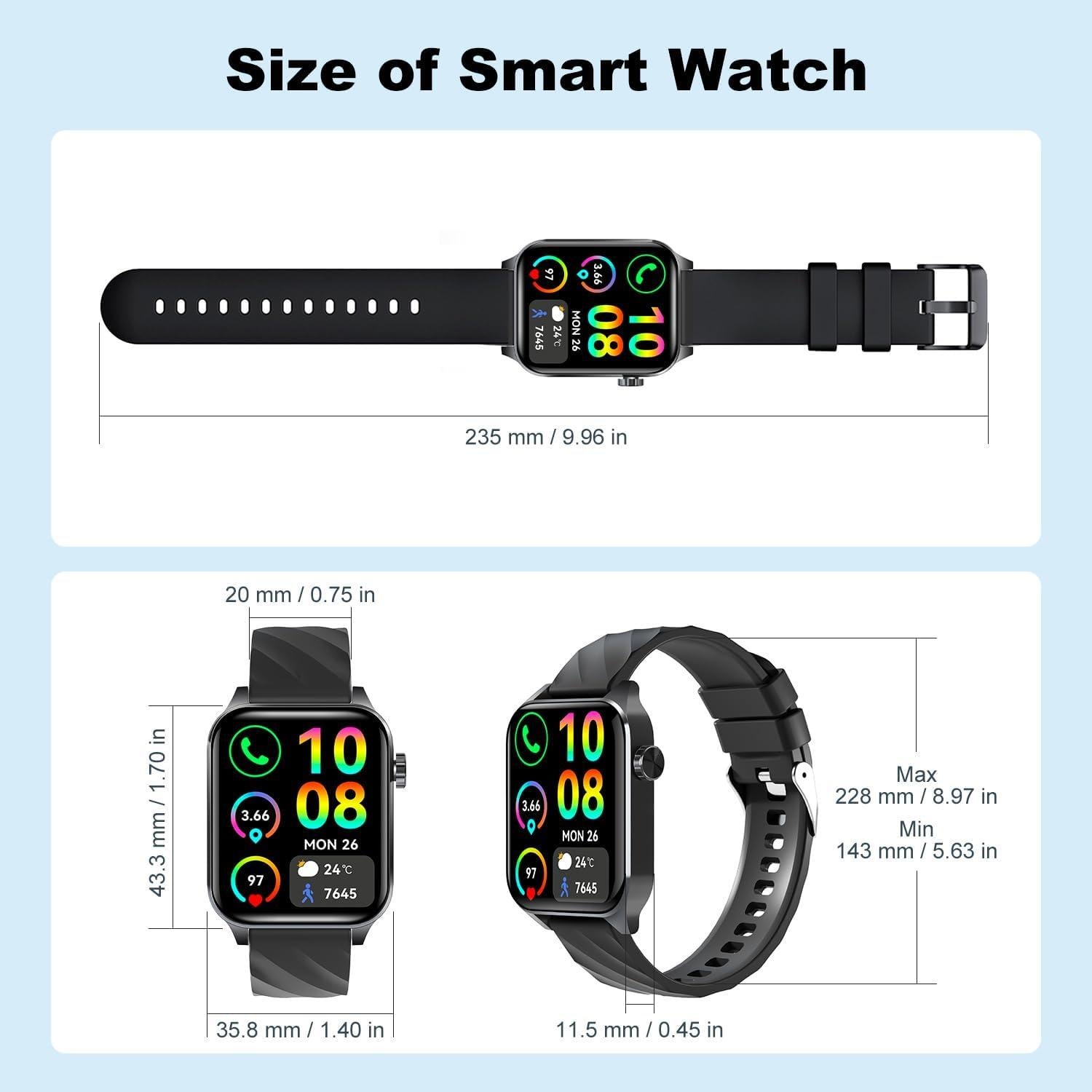 Reloj Inteligente LAMA V22 Negro con Monitoreo de Salud 24/7