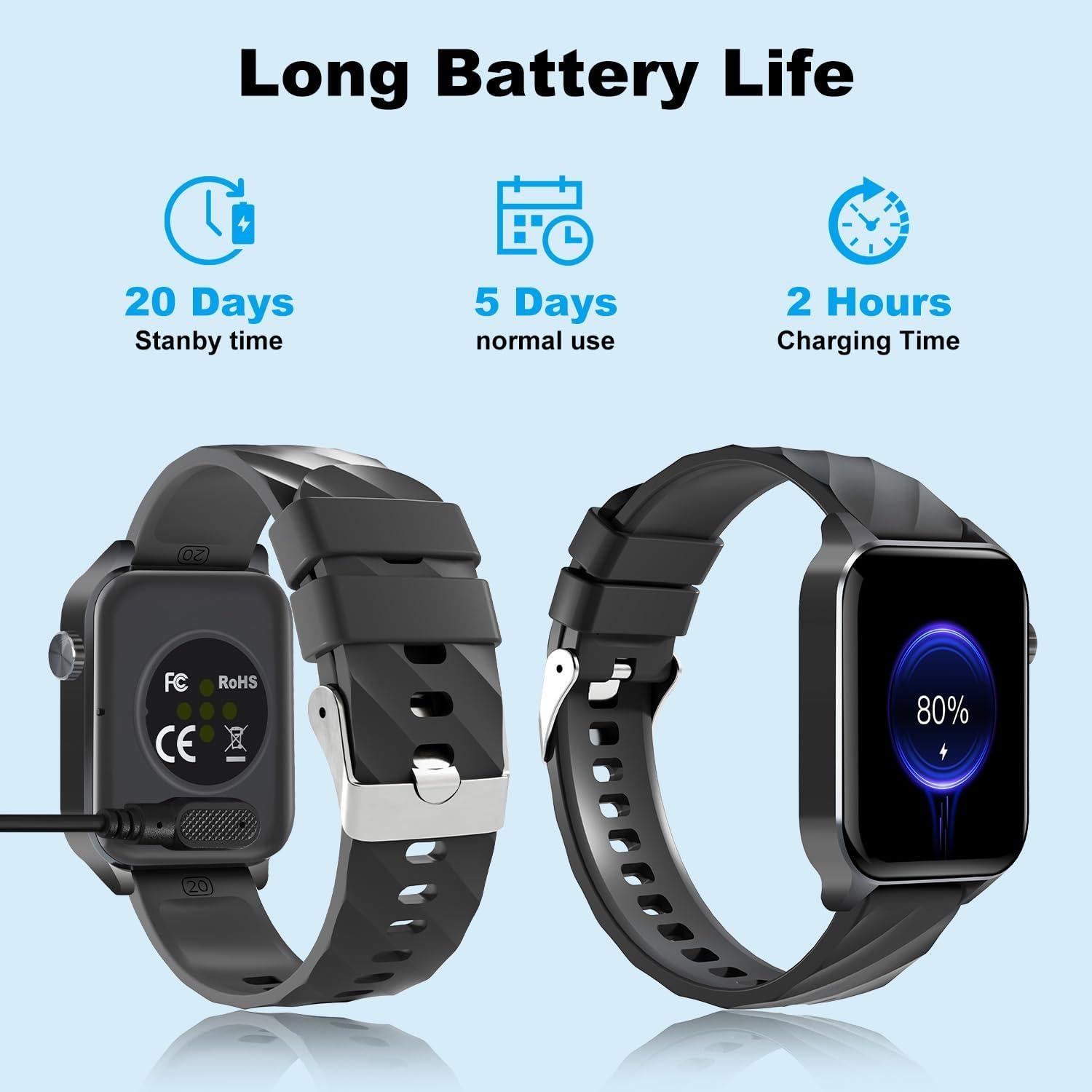 Reloj Inteligente LAMA V22 Negro con Monitoreo de Salud 24/7