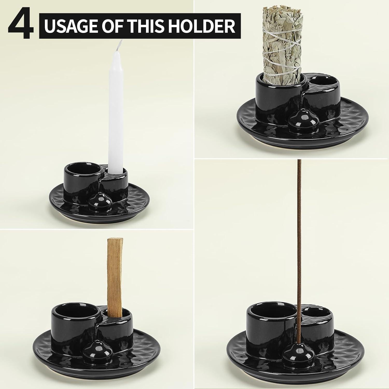 Soporte de Cerámica para Palo Santo y Salvia ToolSentryX Negro