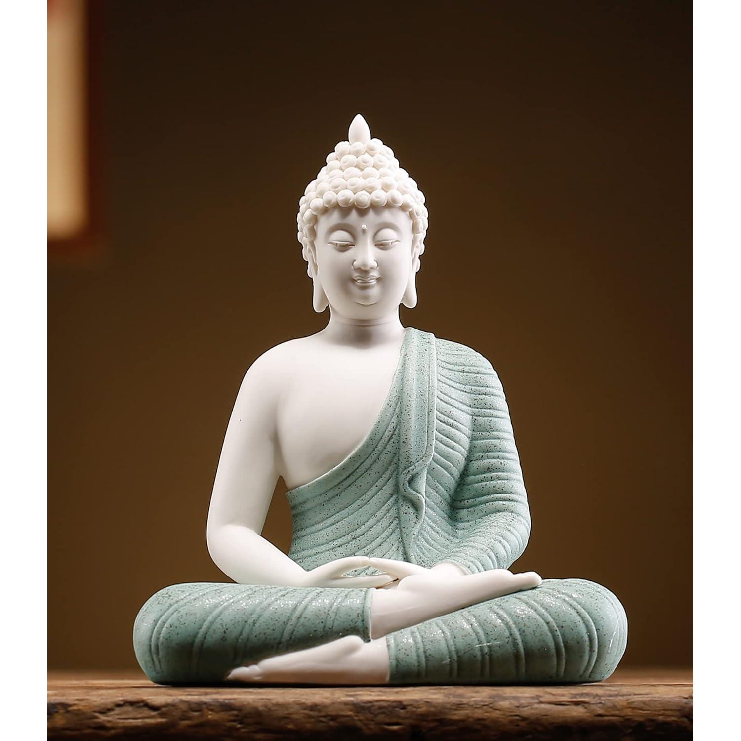 Estatua de Buda Verde Cerámica 15 cm Decoración Hogar