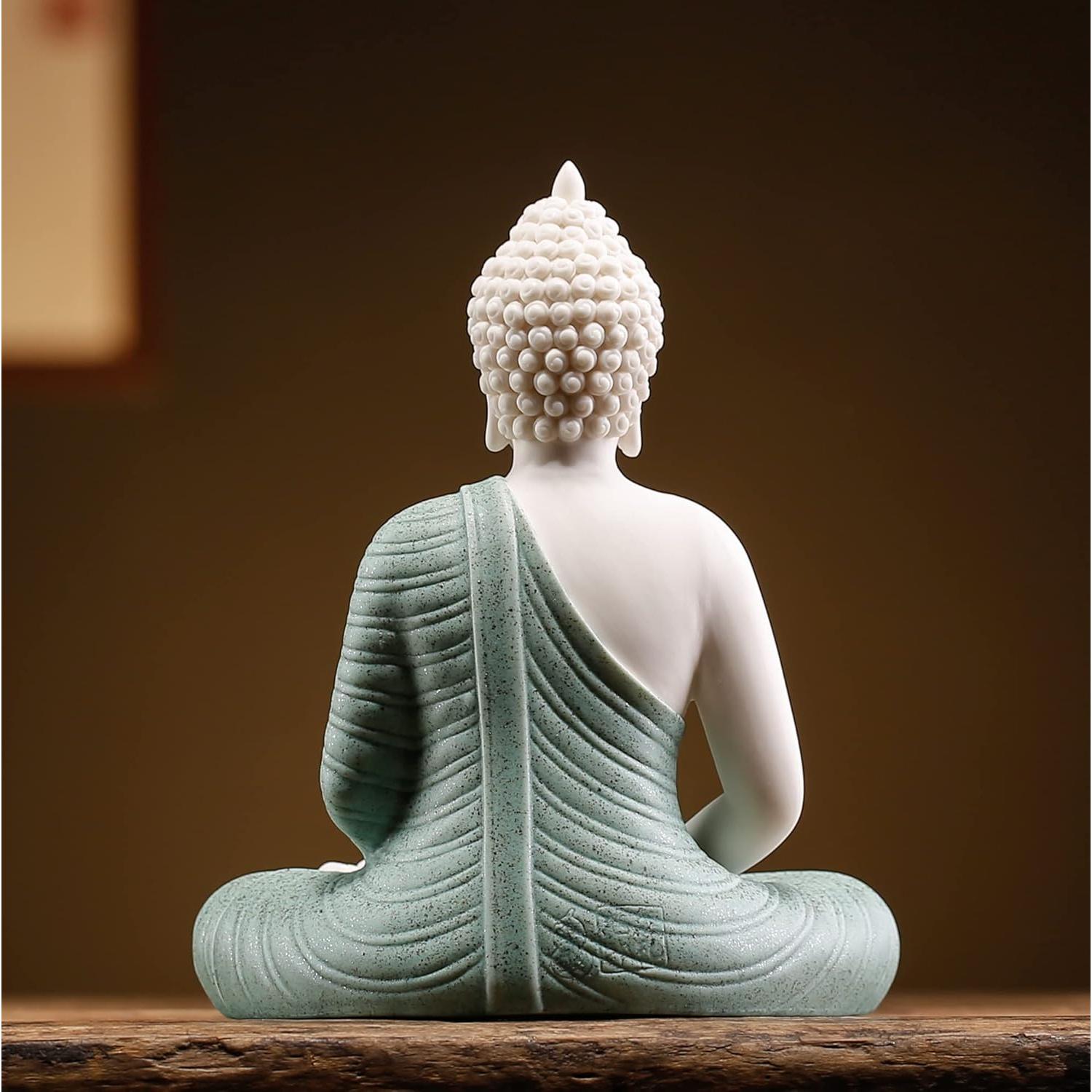 Estatua de Buda Verde Cerámica 15 cm Decoración Hogar