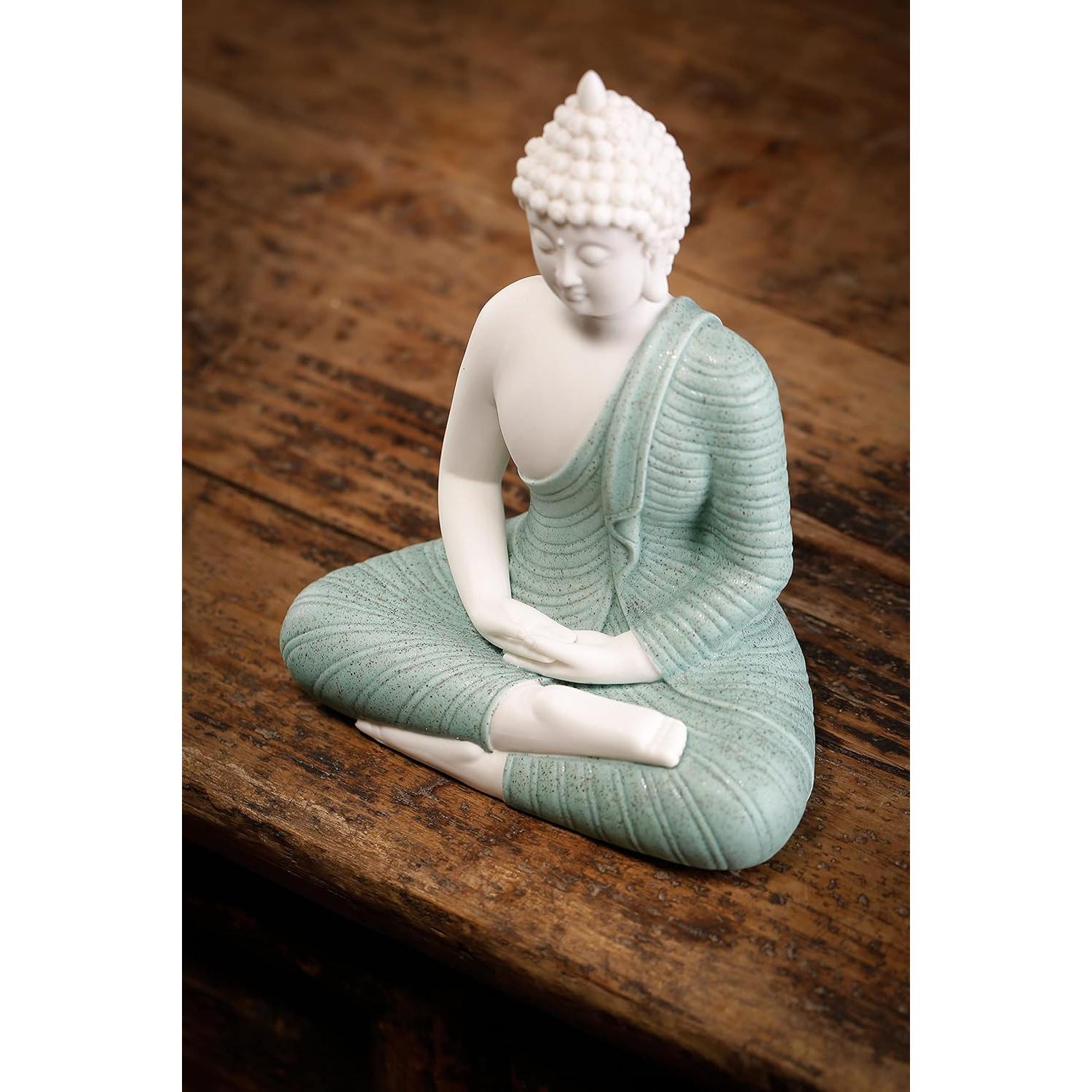 Estatua de Buda Verde Cerámica 15 cm Decoración Hogar