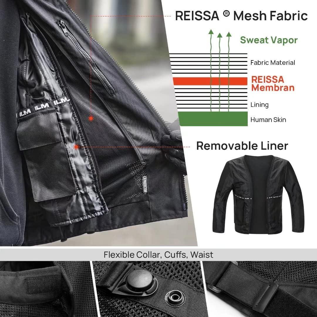Chaqueta de Motocicleta ILM B01 Textil Malla Impermeable XL
