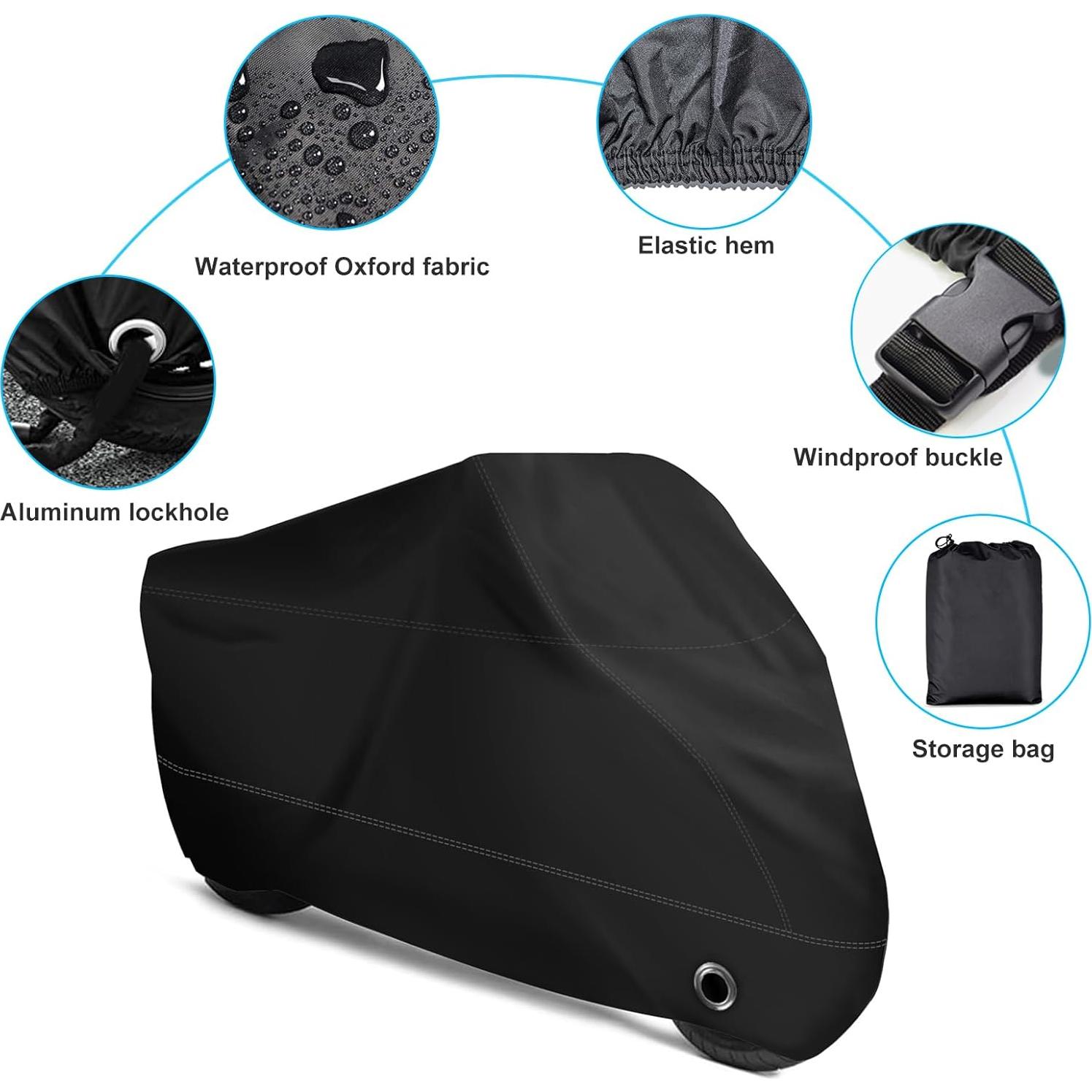 Cubierta de Motocicleta XYZCTEM Negra - Impermeable hasta 2.21m