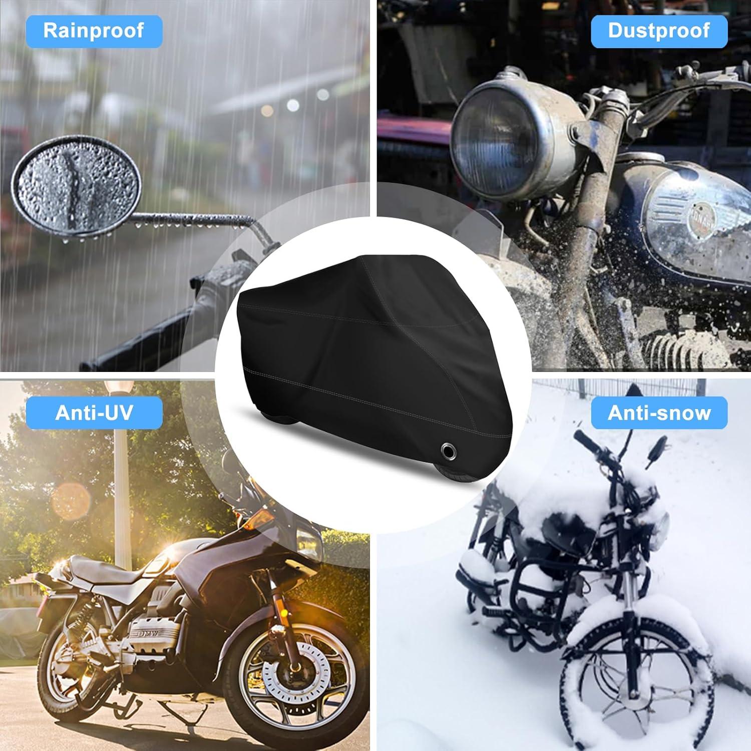 Cubierta de Motocicleta XYZCTEM Negra - Impermeable hasta 2.21m