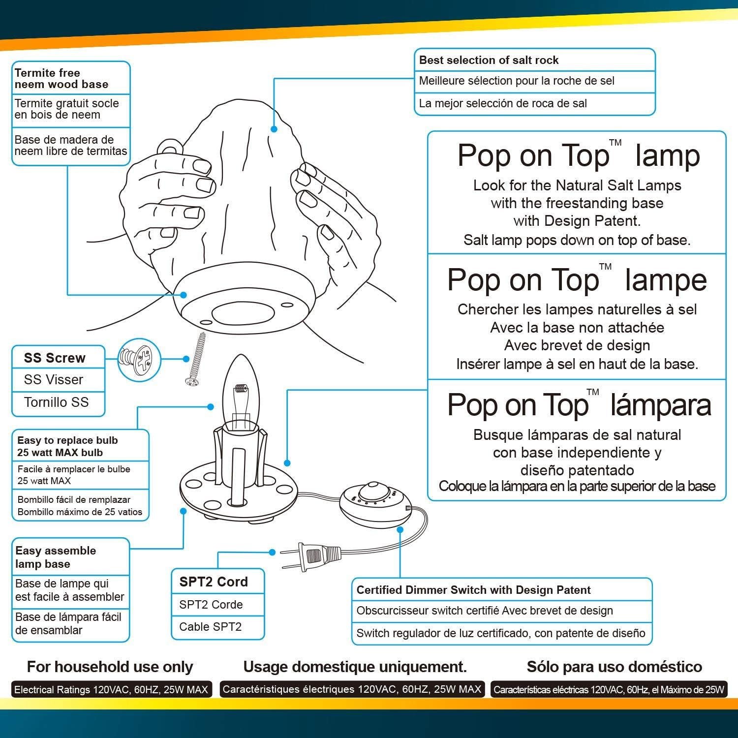 Lámpara de Sal Blanca Himalayan Glow 2.3 kg, Luz Nocturna