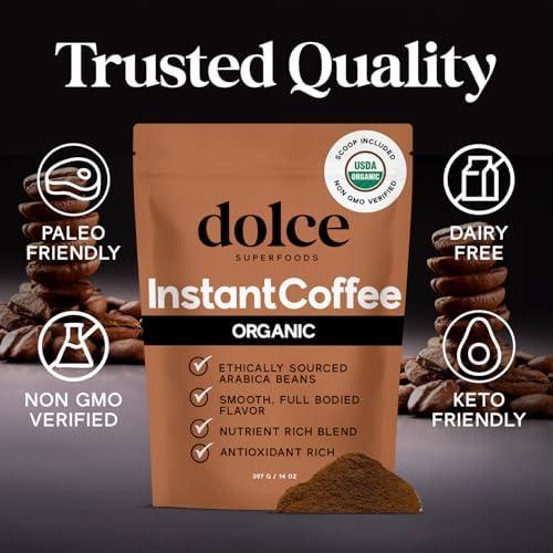 Café Instantáneo Orgánico Dolce Superfoods 396g - Sabor Intenso
