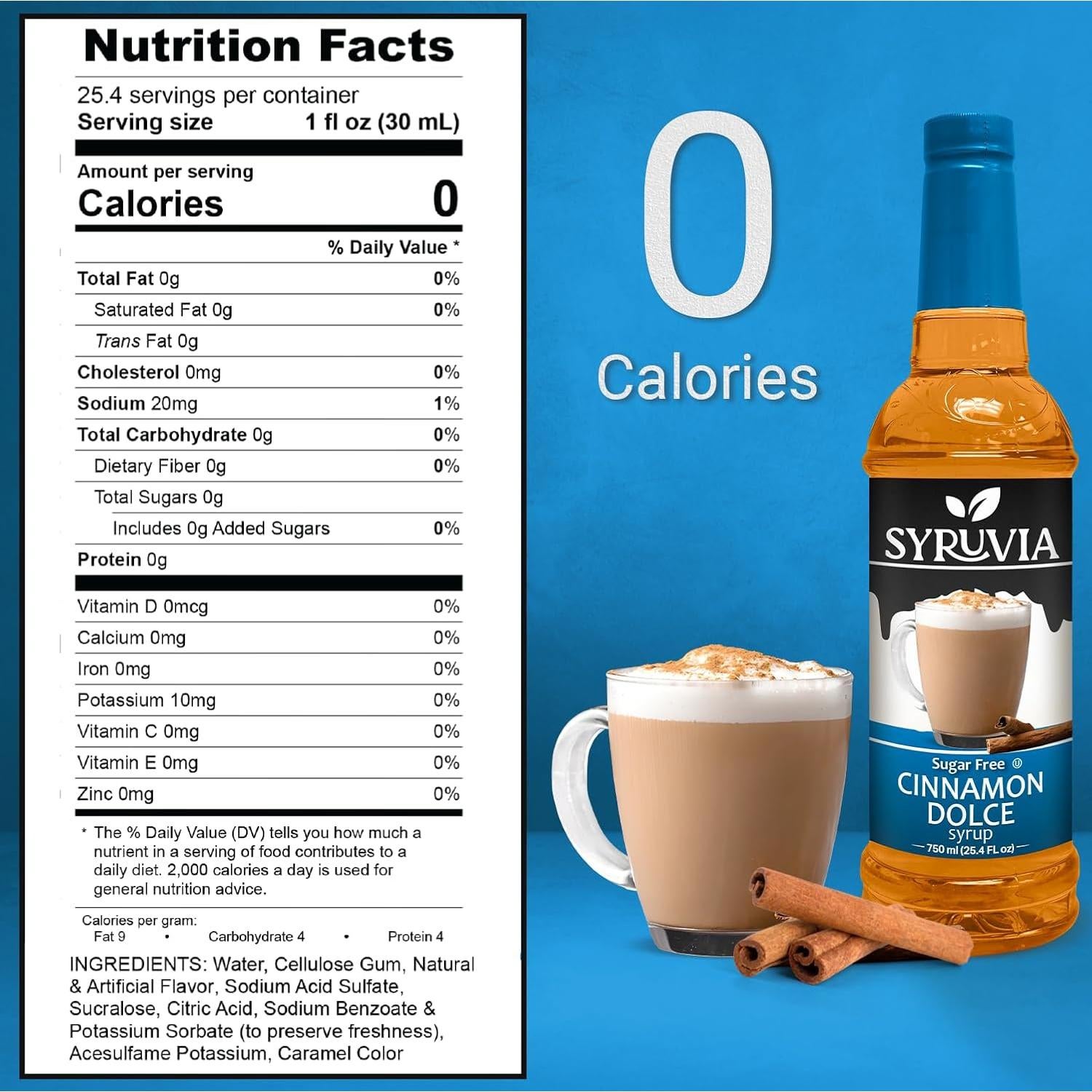 Jarabe Sin Azúcar Canela Dolce Syruvia 750 ml para Café